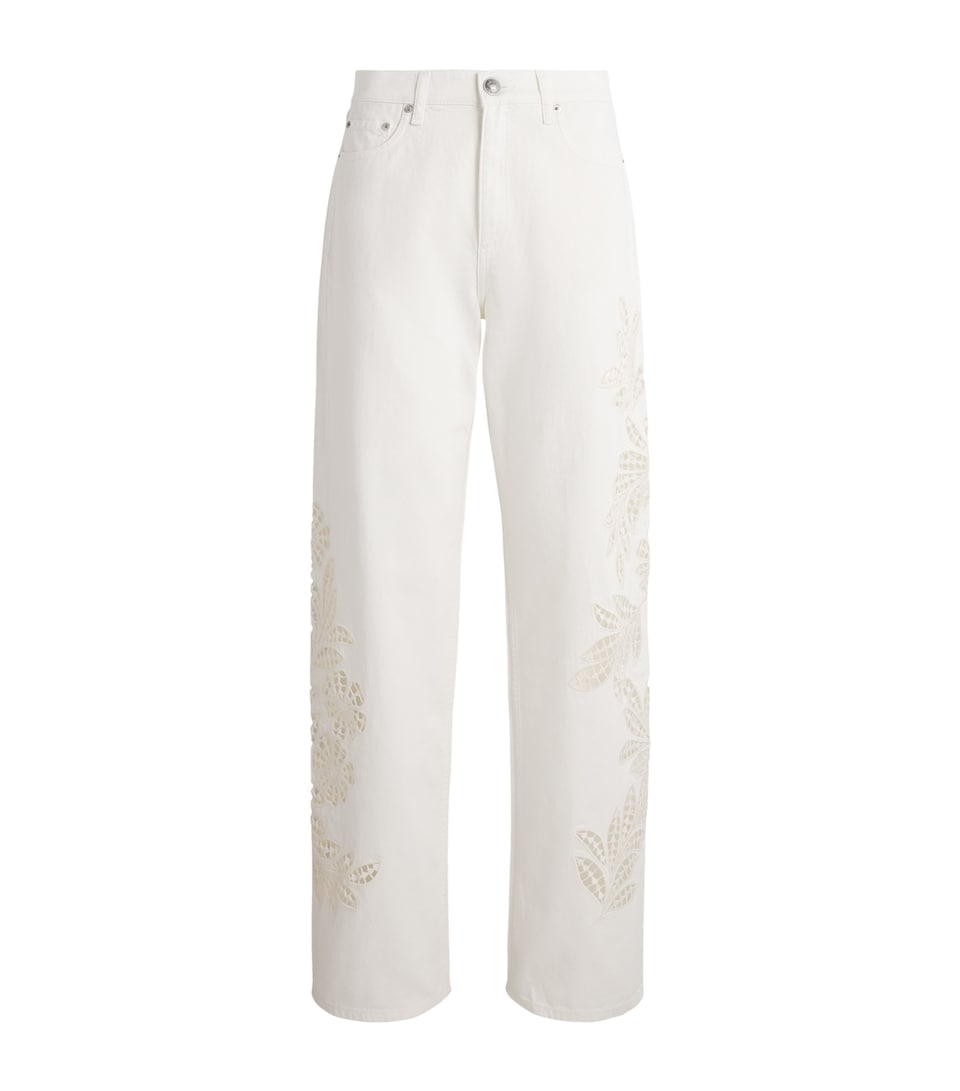 Rag & Bone Womens Crochet Shea Straight Jeans Whtfloral
