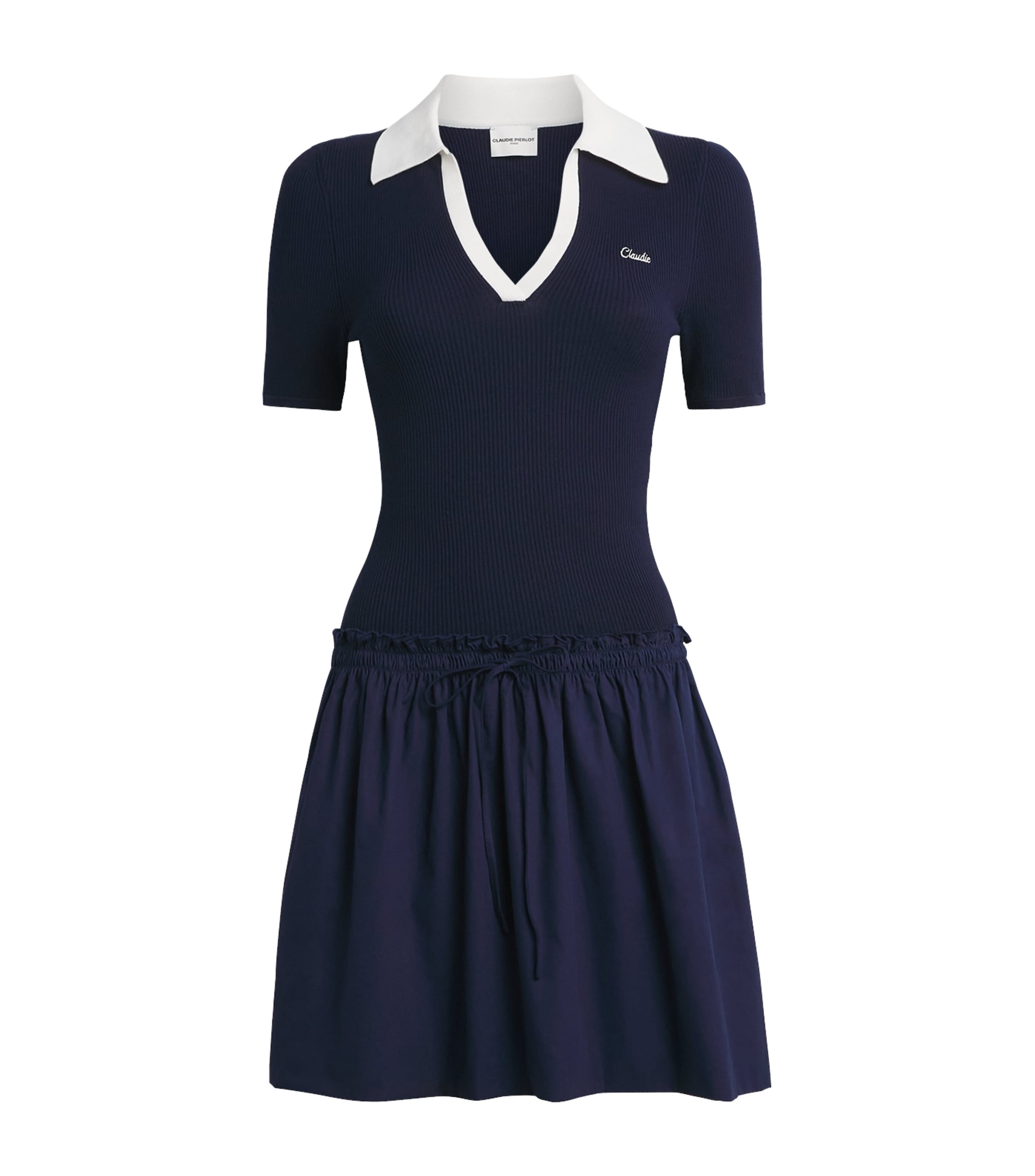 Claudie Pierlot Womens Knitted Polo Mini Dress Navy
