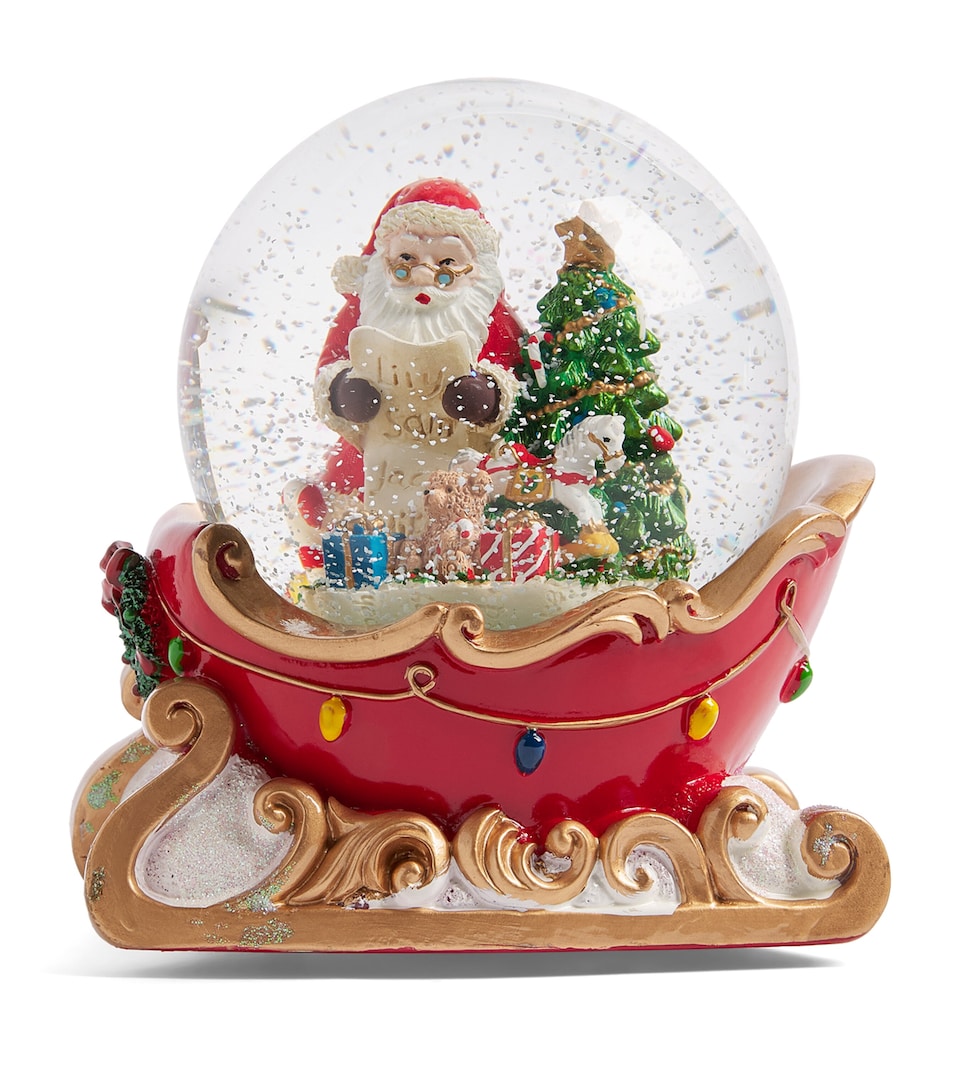 Harrods Sleigh Musical Snow Globe Red/gold