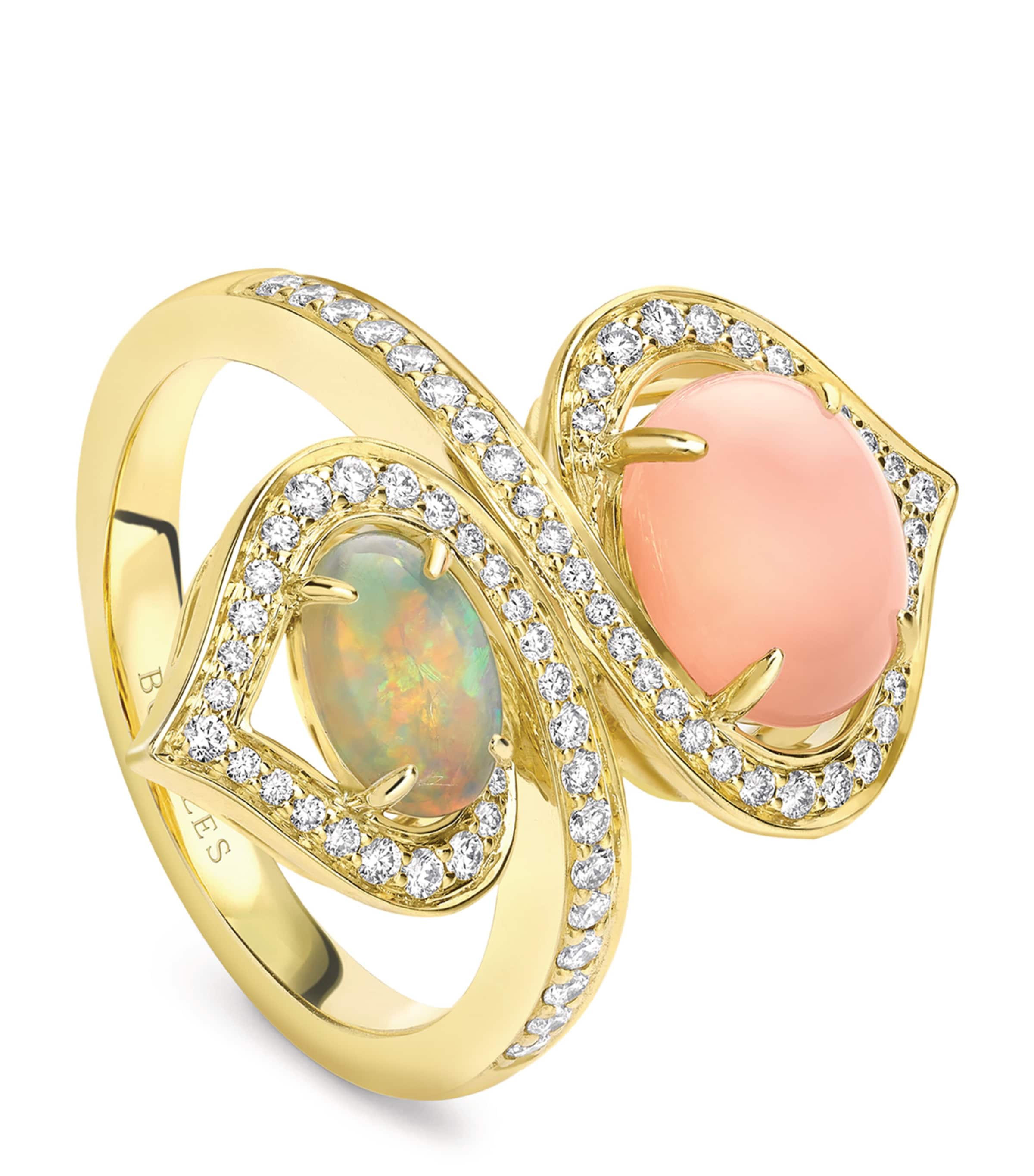 Yellow Gold, Opal and Diamond Woodland Ring