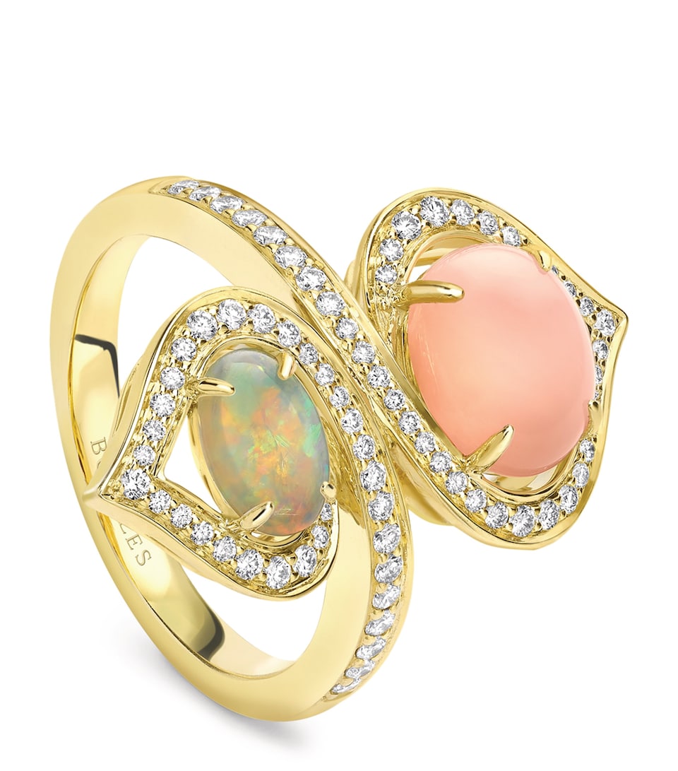 Yellow Gold, Opal and Diamond Woodland Ring