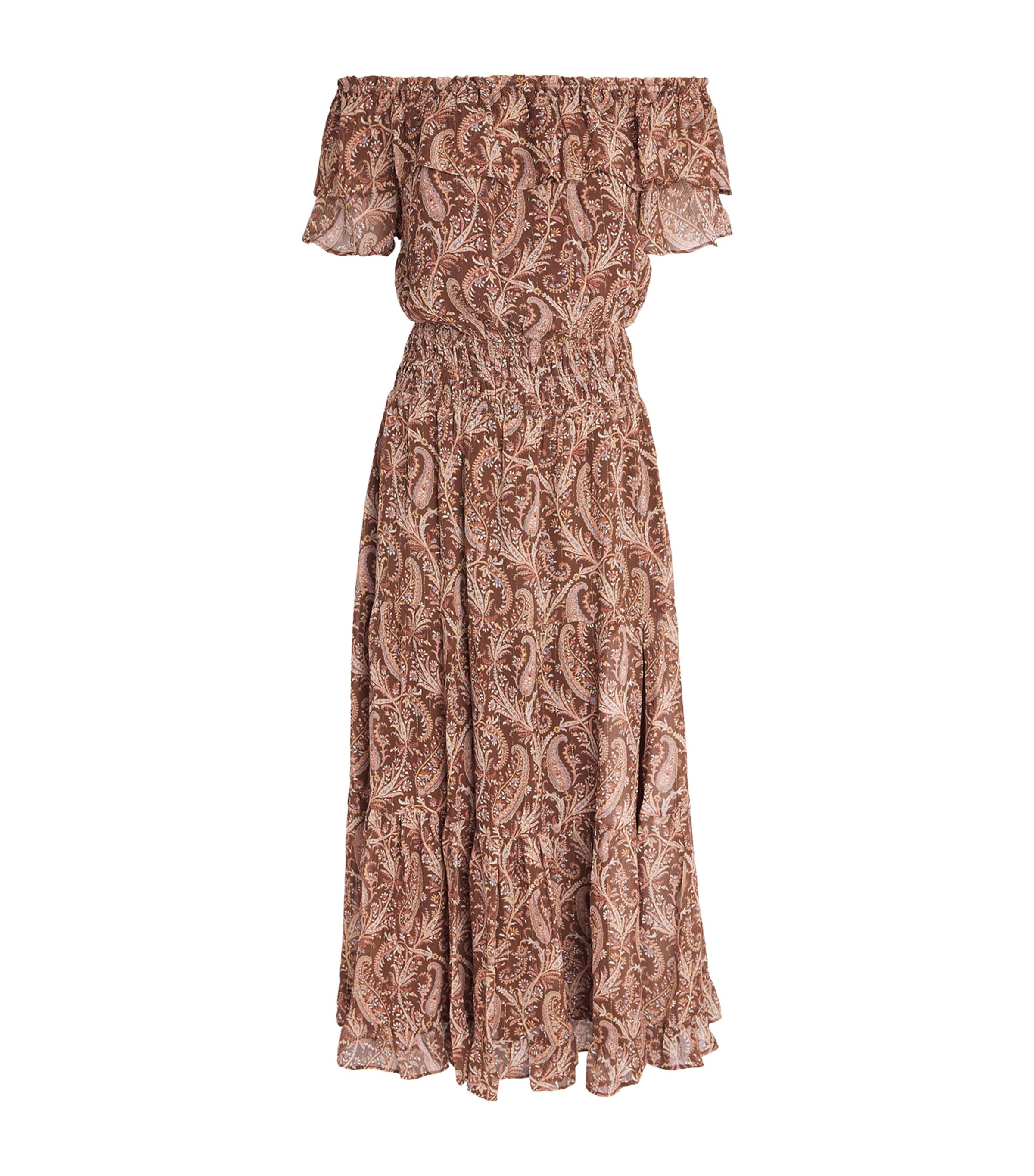 PAIGE Womens Silk Georgette Alistar Midi Dress Oak Multi