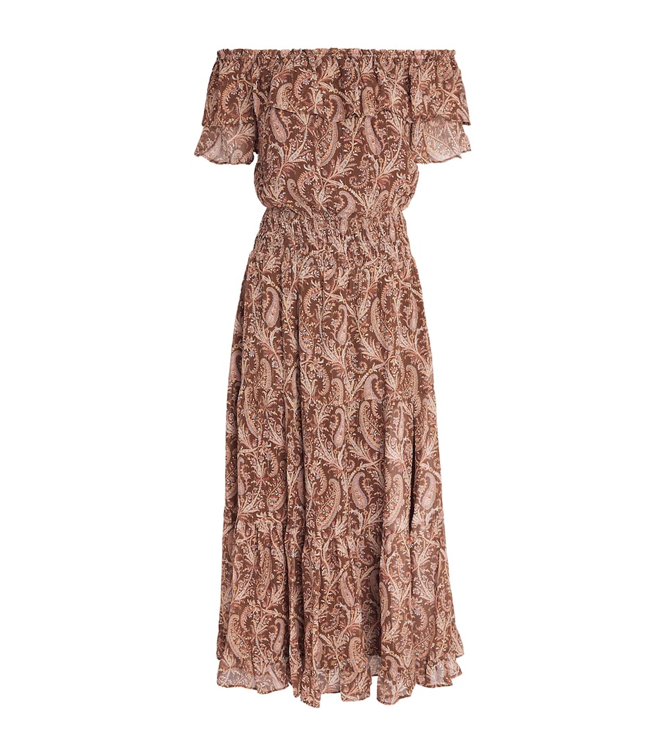 PAIGE Womens Silk Georgette Alistar Midi Dress Oak Multi