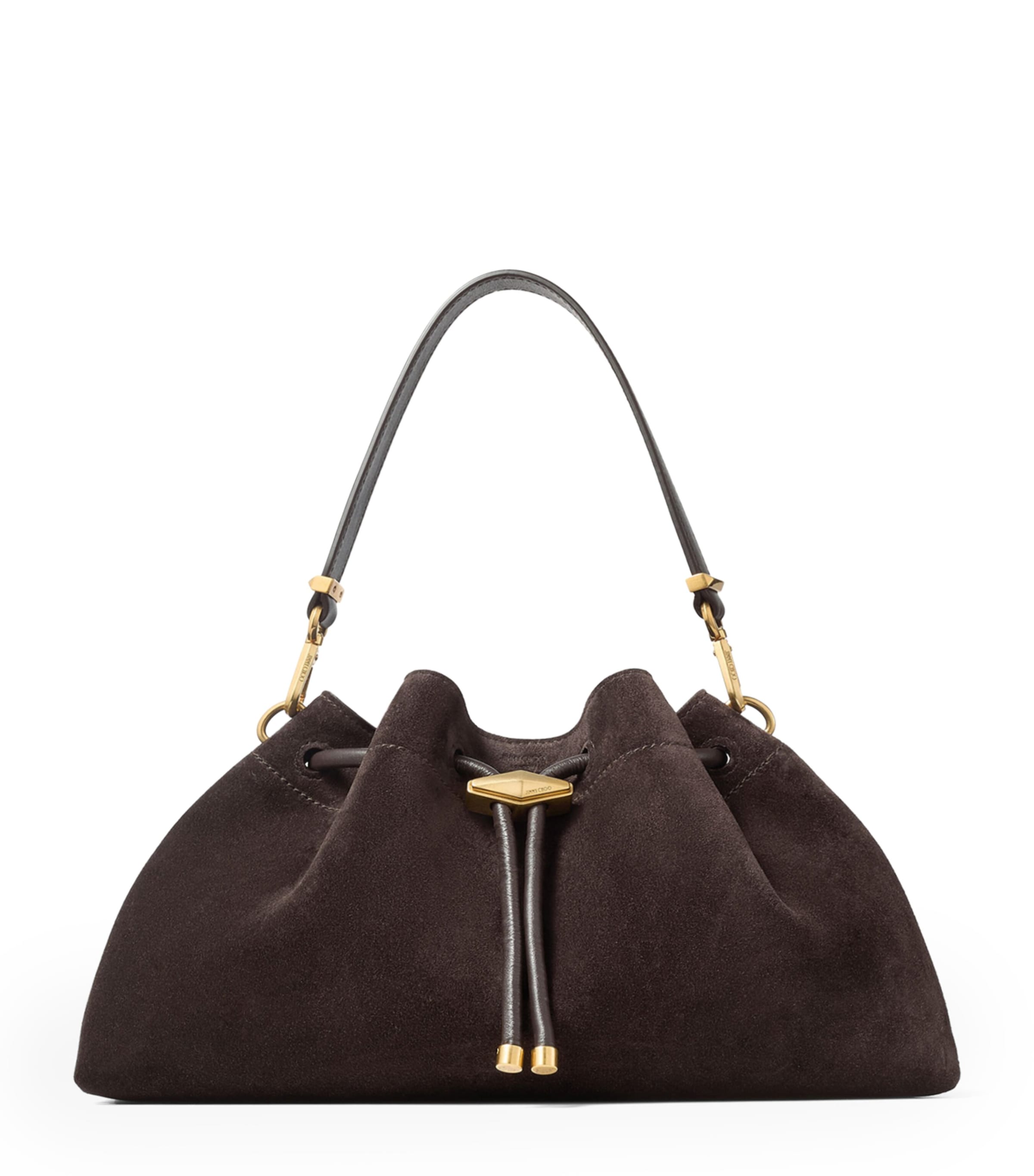 Jimmy Choo Medium Cinch Suede Shoulder Bag Coffee/gold