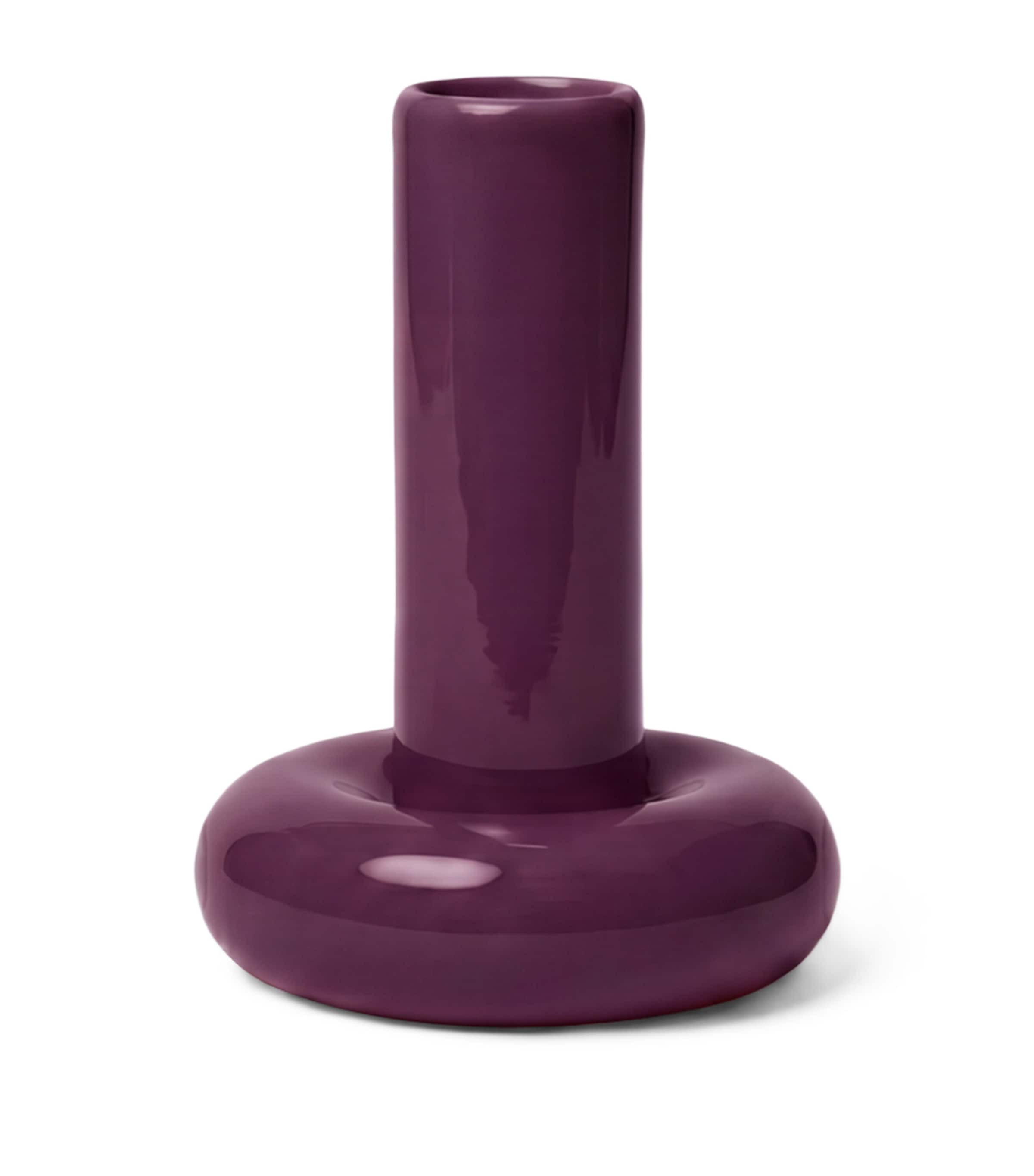 Gustaf Westman Medium Glazed Ceramic Chunky Candle Holder Purple