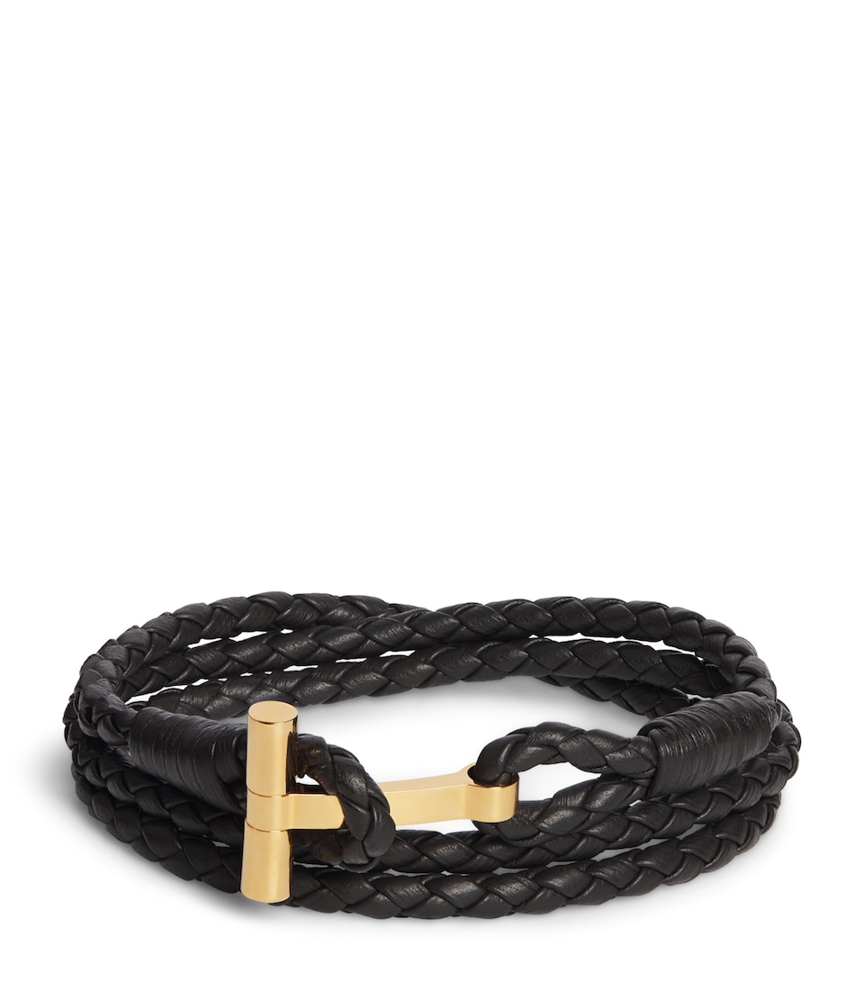 TOM FORD Leather Braided T Bracelet Eir