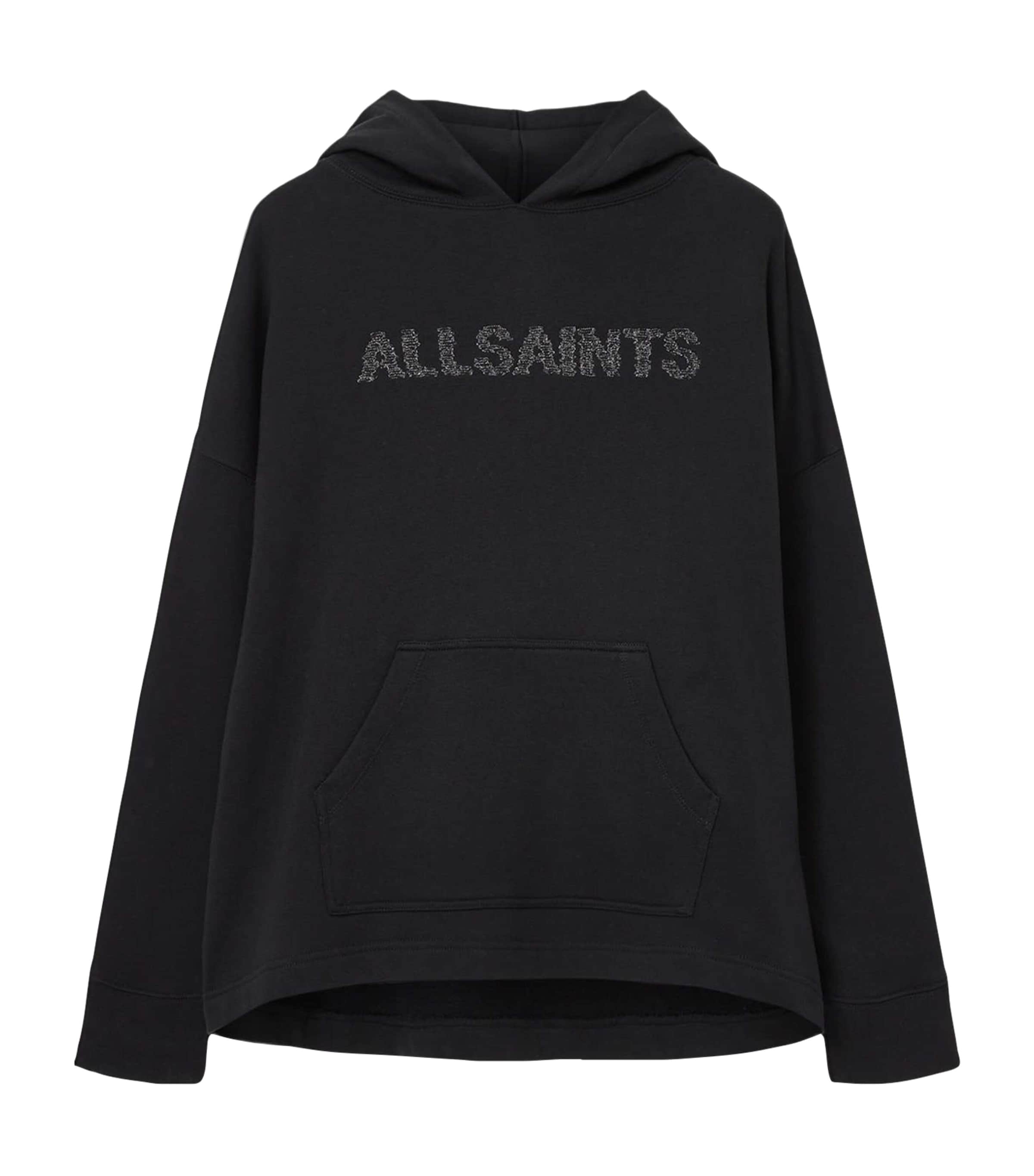 AllSaints Womens Organic Cotton Pin-Detail Etienne Hoodie Black