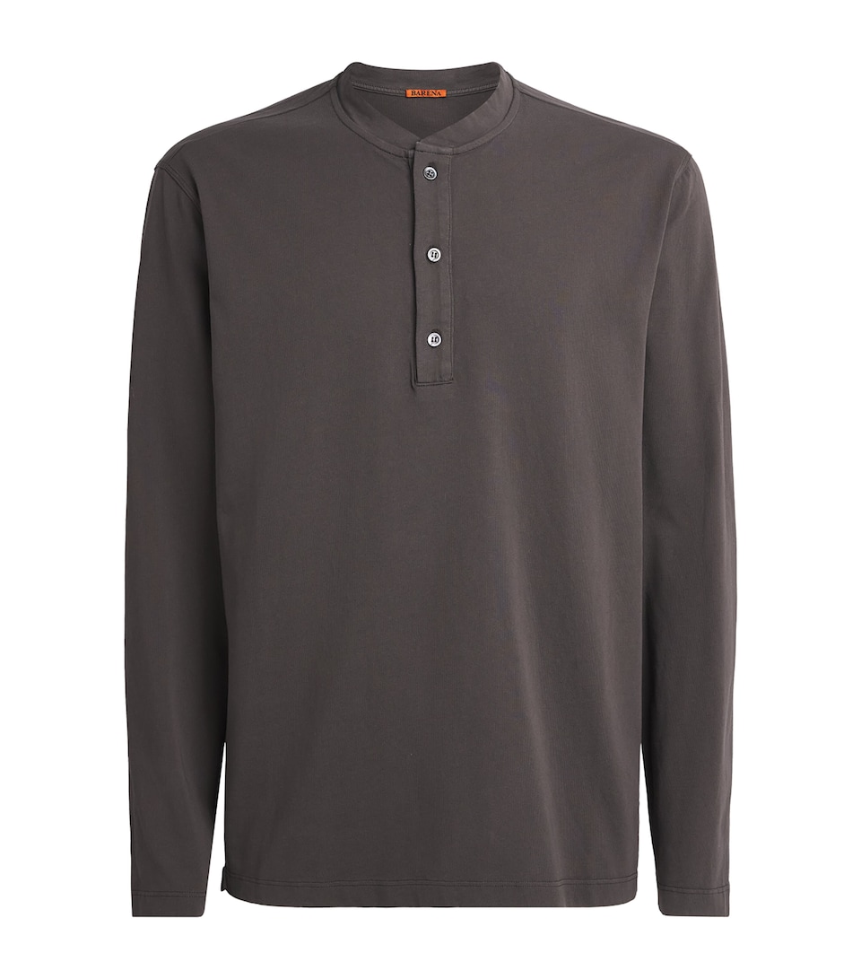 Barena Mens Cotton Jersey Henley Top Moro