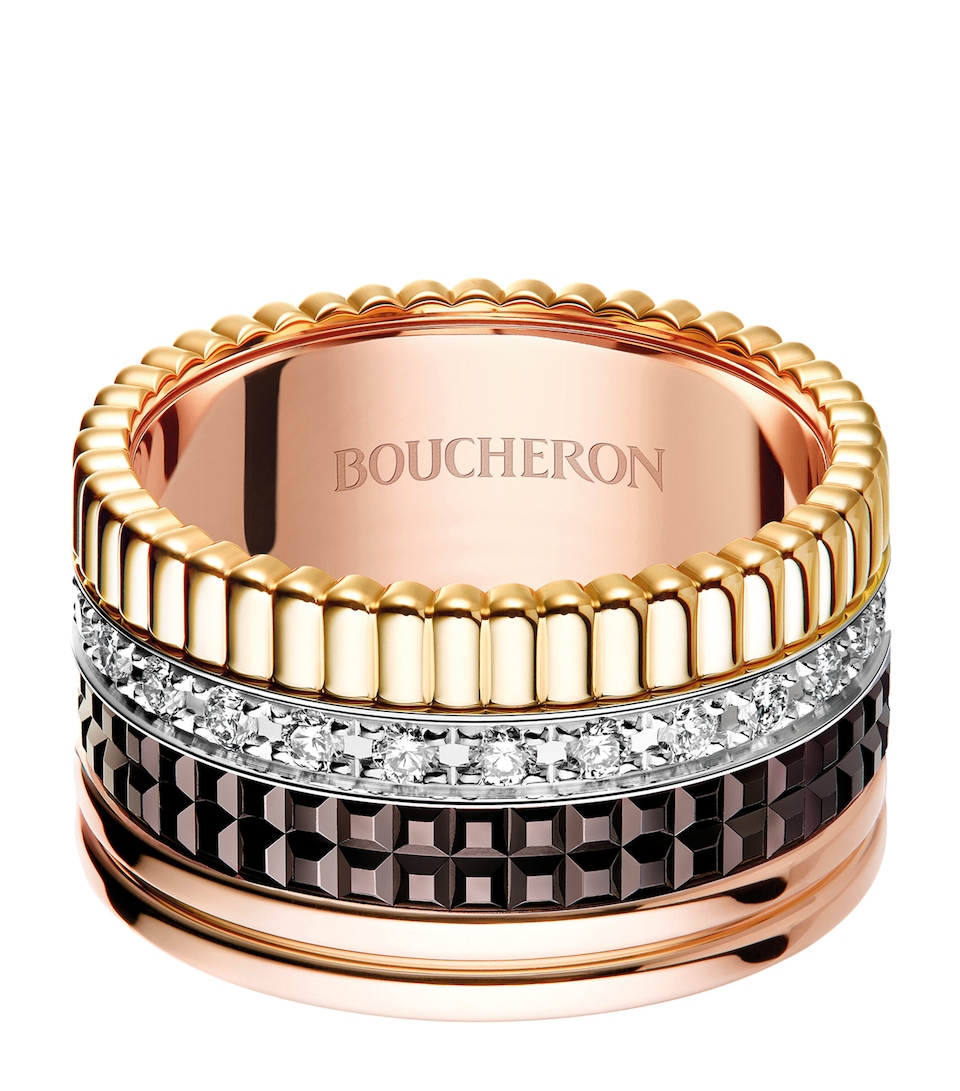 Large Mixed Gold and Diamond Quatre Classique Ring