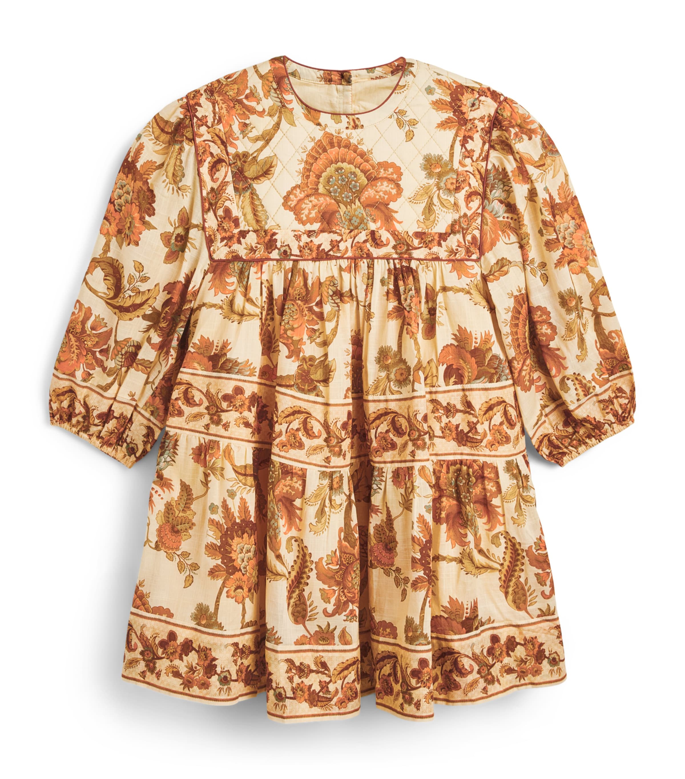 Zimmermann Kids Cotton Aster Quilted Dress (2-12 Years) Cream Jacobean