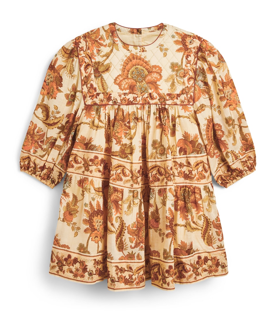 Zimmermann Kids Cotton Aster Quilted Dress (2-12 Years) Cream Jacobean