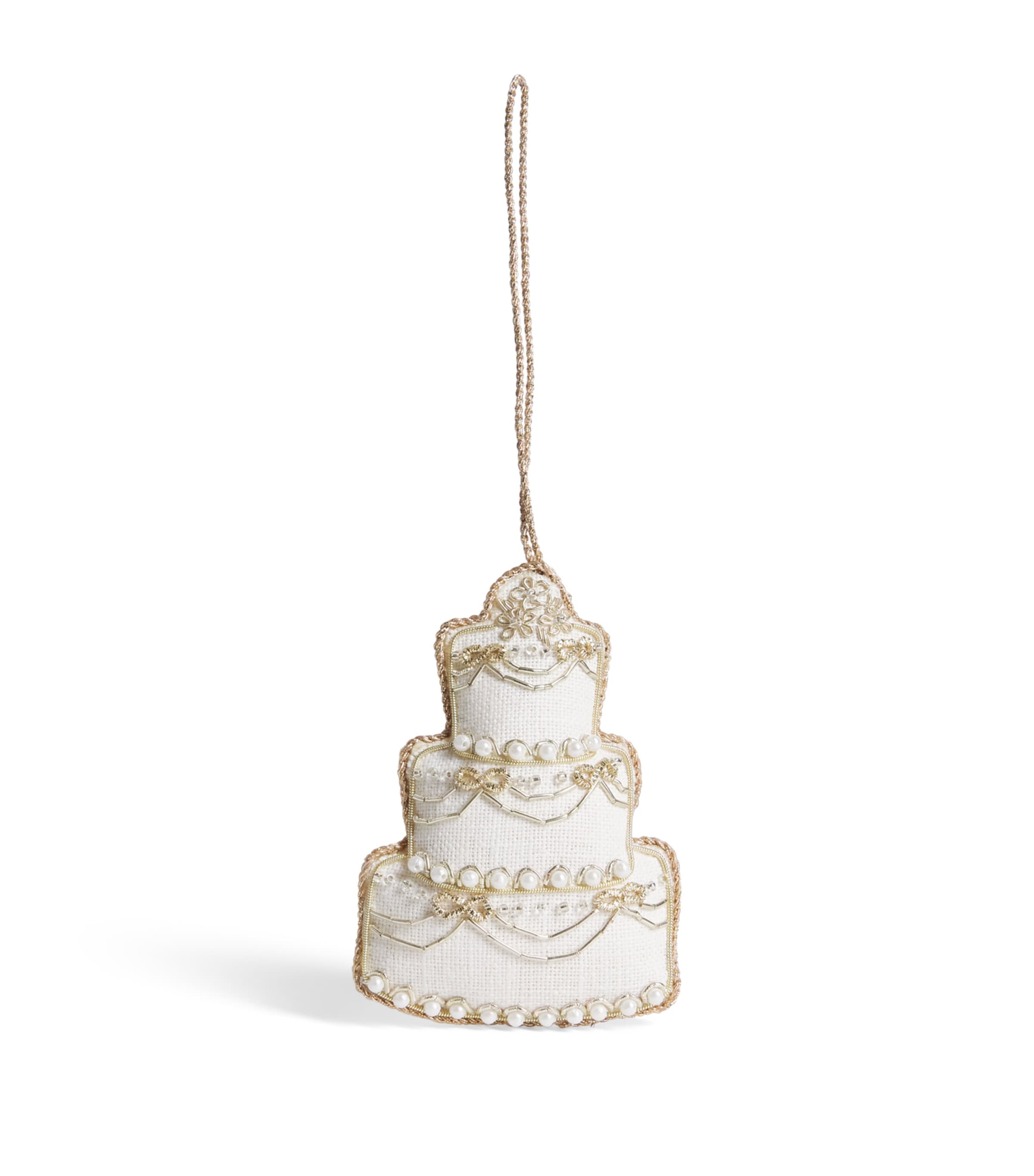 Katie Larmour Bead-Embellished Wedding Cake Tree Decoration White
