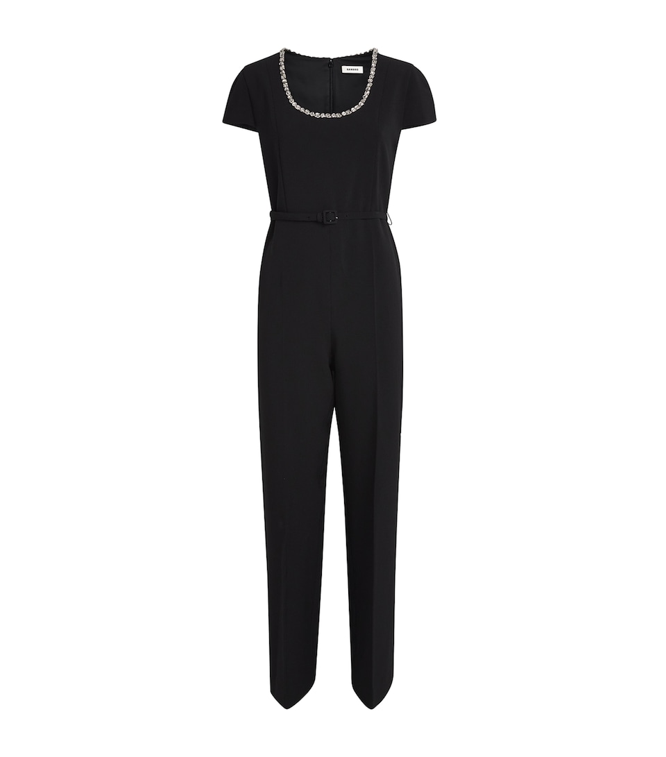 Embellished-Neck Jumpsuit