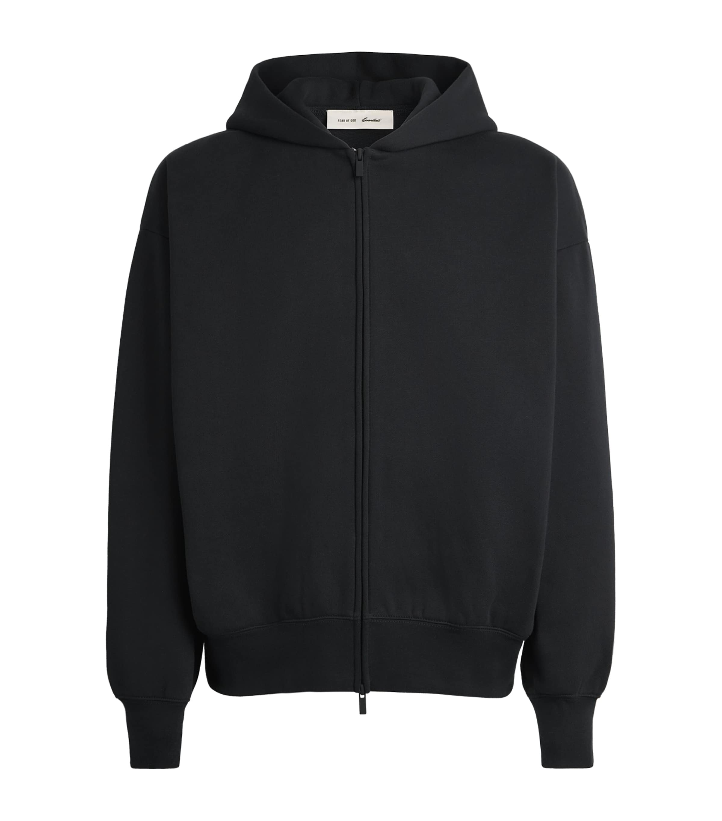 FEAR OF GOD ESSENTIALS Classic Fit Double-Zip Hoodie Vintage Black /white