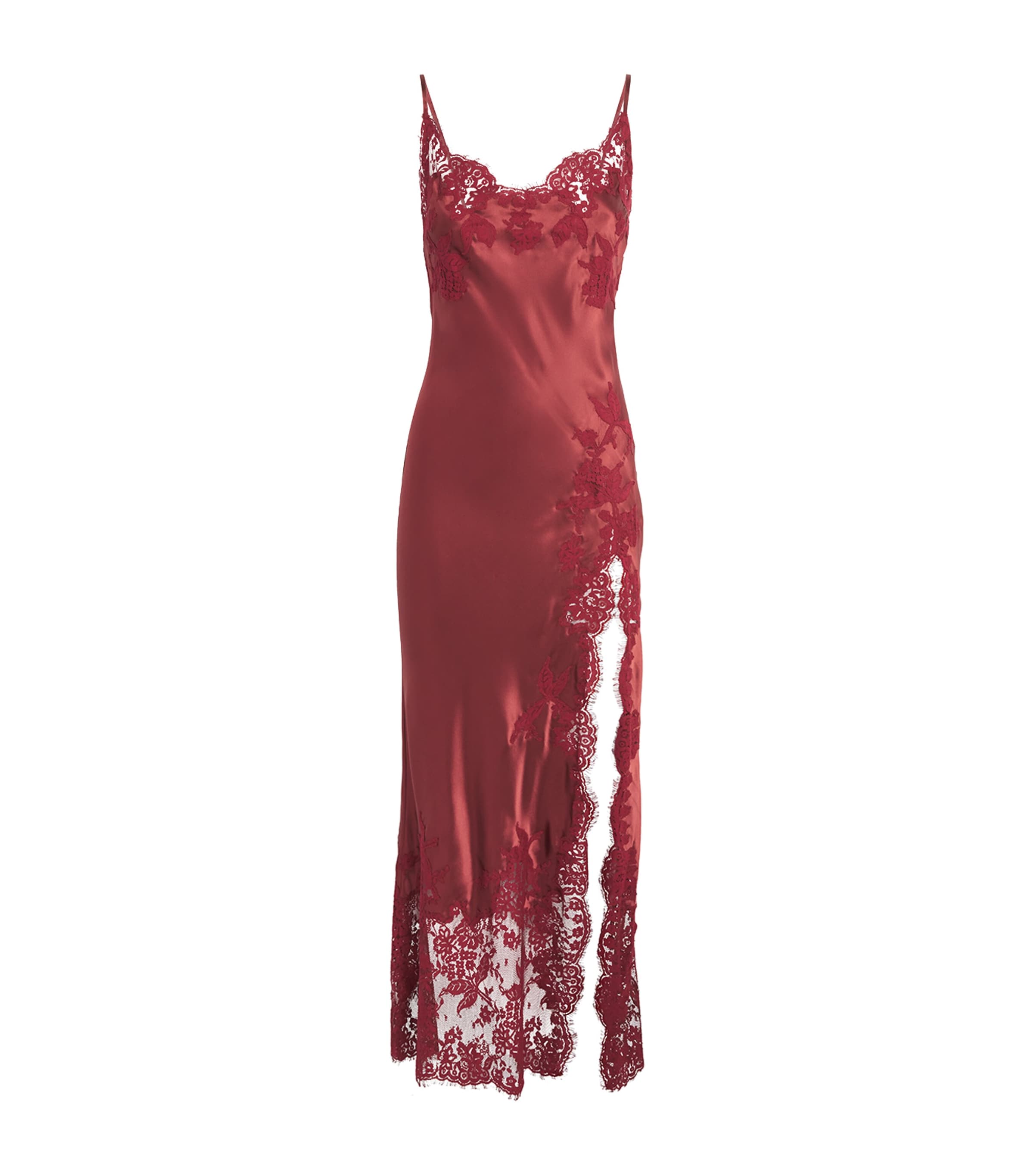 Marjolaine Womens Silk Floral Diane Long Dress Bourgogne