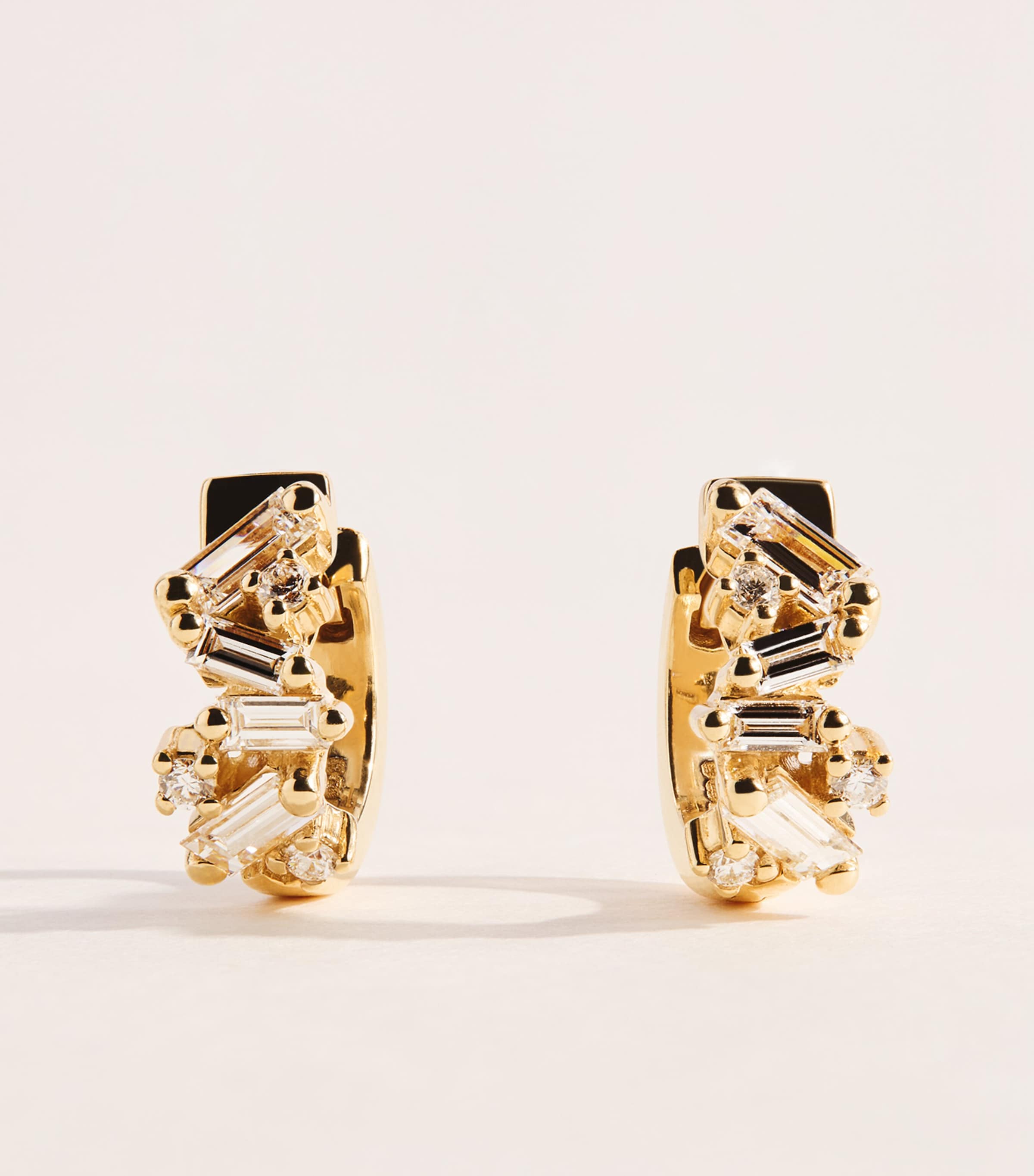 Suzanne Kalan Yellow Gold and Diamond Frenzy Huggie Earrings Yg/wd