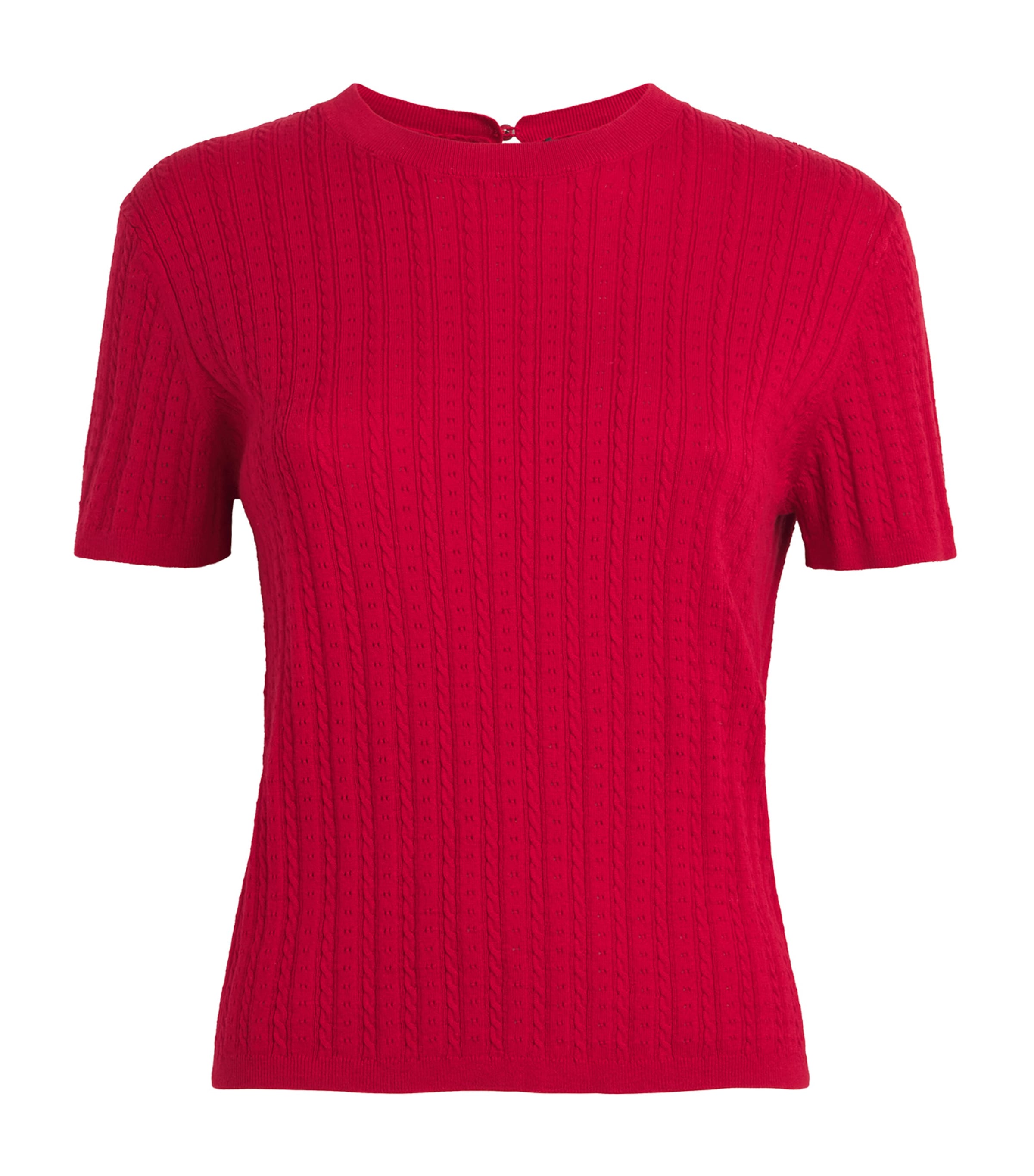 Maje Womens Cotton-Blend Cable Knit Sweater Red