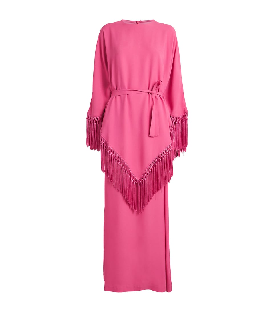 Fringed Bohemian Kaftan Maxi Dress