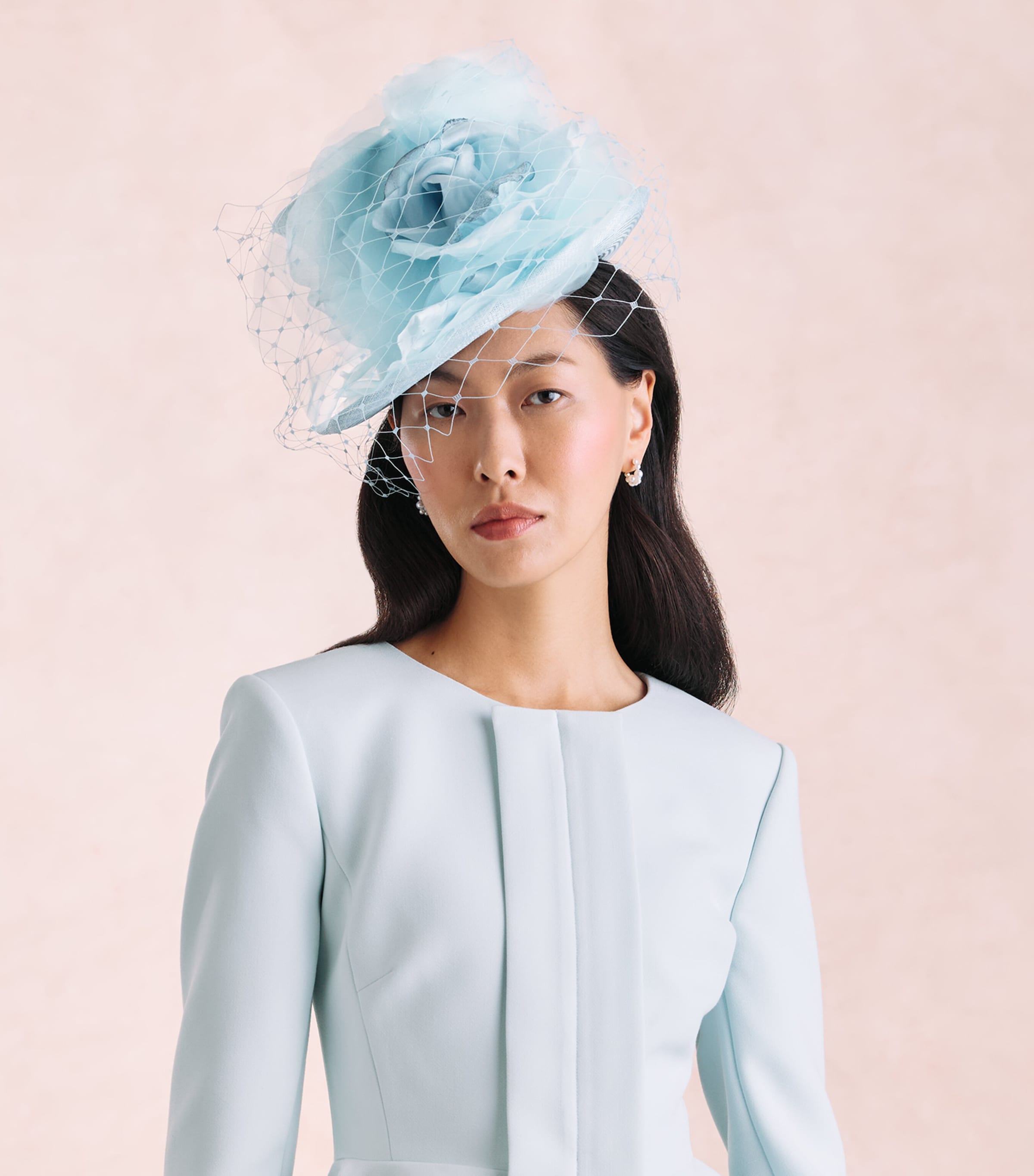 Victoria Grant Parasisal Straw Signature Top Hat Powder Blue