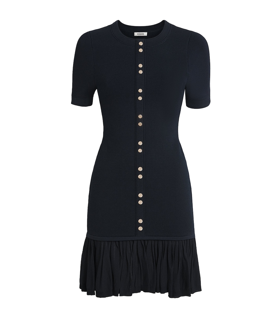 Sandro Paris Womens Ruffled Mini Dress Midnight Blue