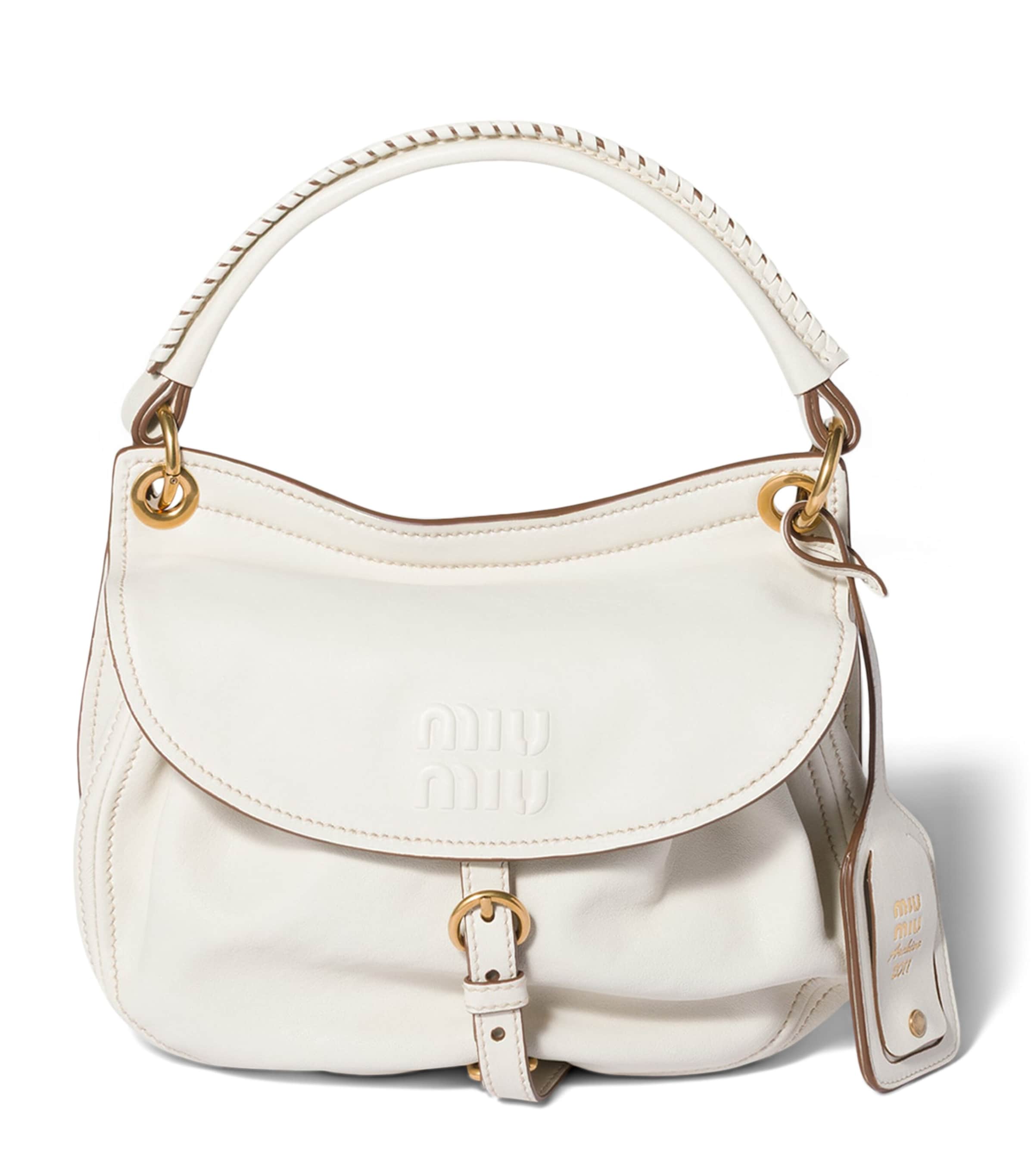 Miu Miu Small Leather Rendez-Vous Shoulder Bag Neutral