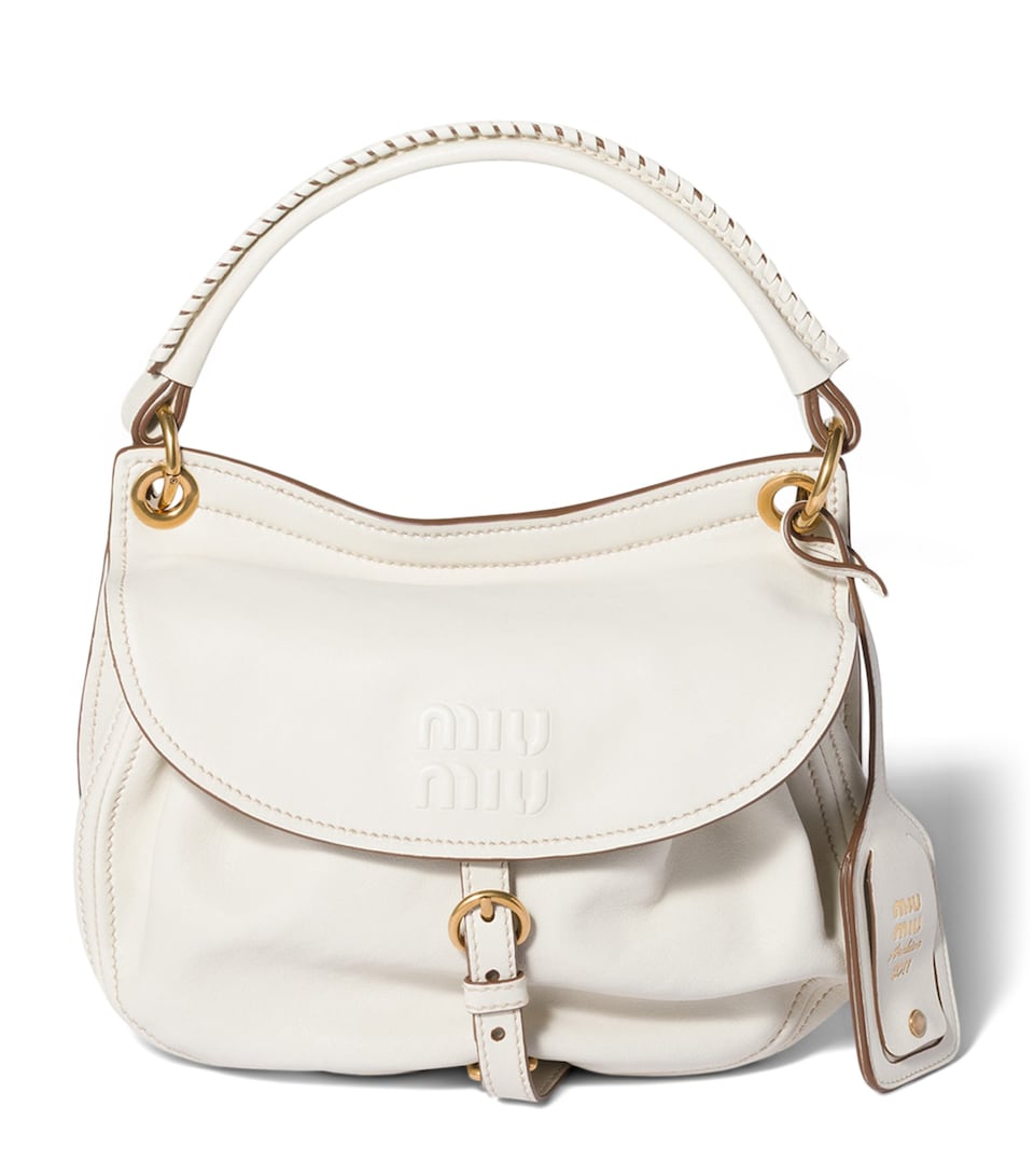 Miu Miu Small Leather Rendez-Vous Shoulder Bag Neutral