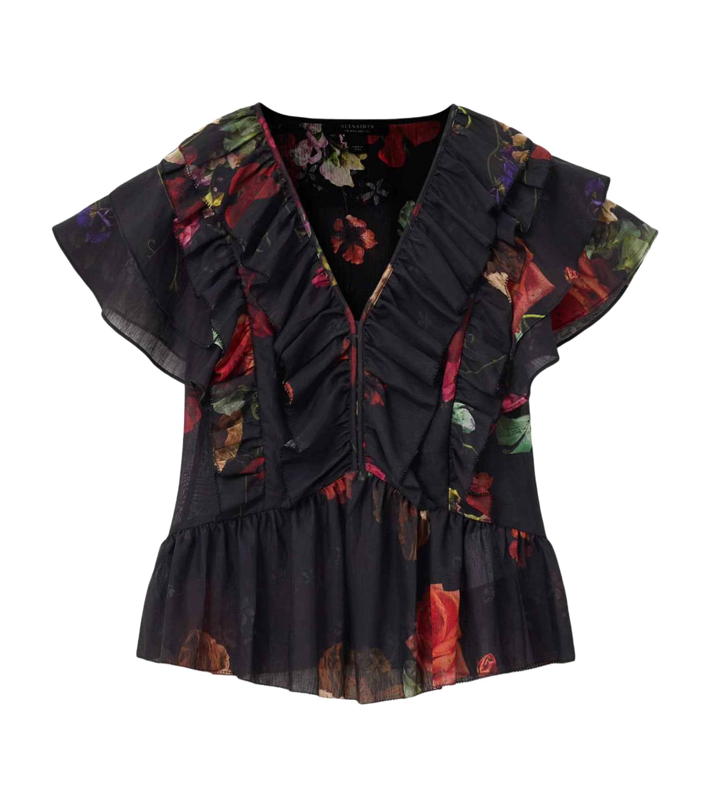 AllSaints Womens Floral Alma Top Haze Black