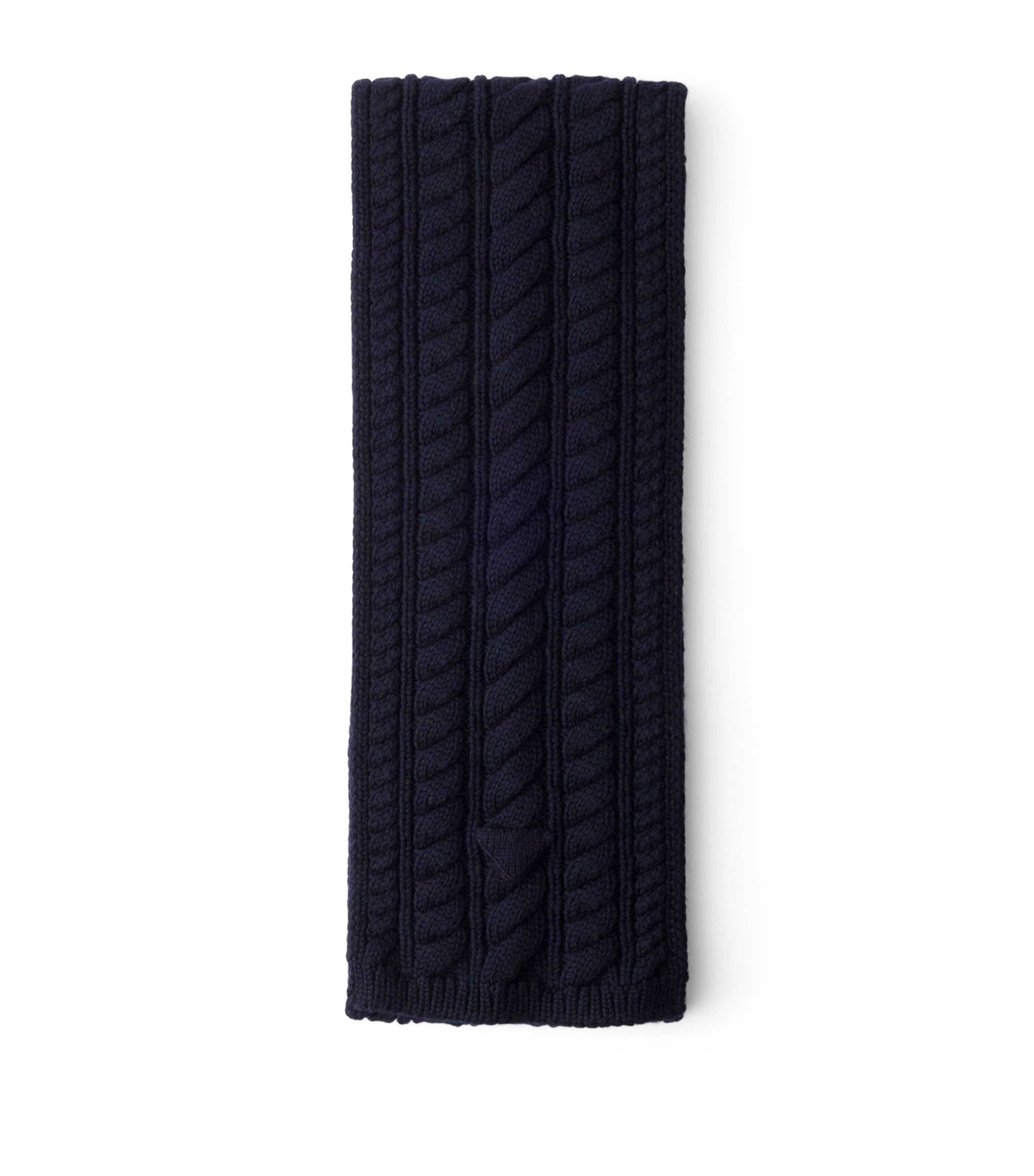 Prada Virgin Wool Cable-Knit Scarf Blue