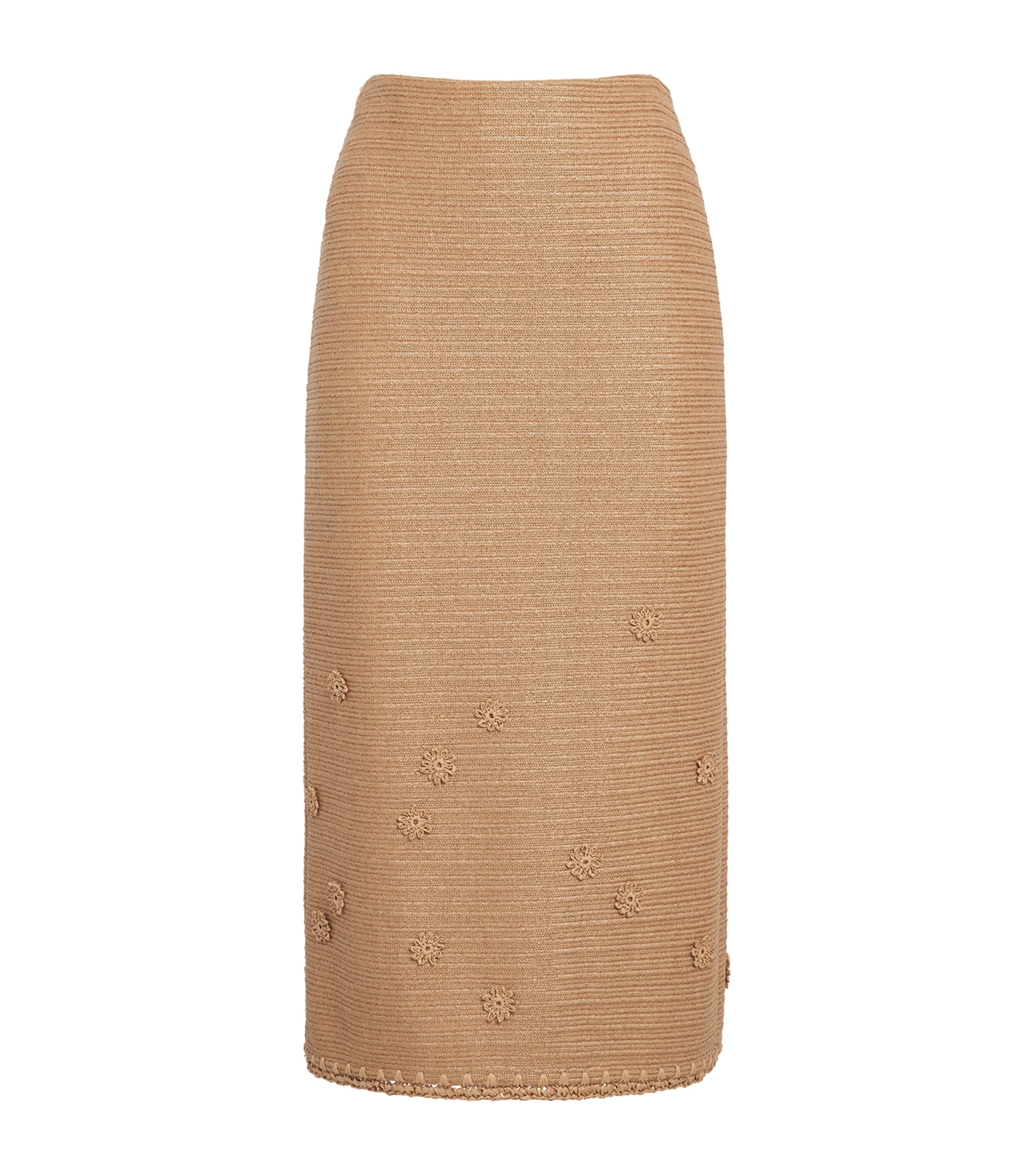 Lafayette 148 Womens Faux Raffia Embellished Midi Skirt Teak Teak