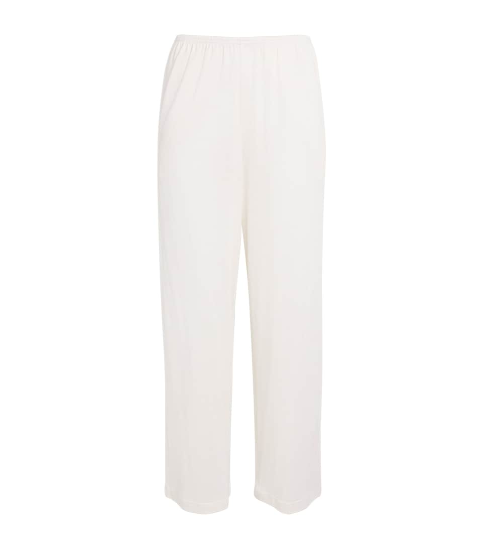 Toteme Womens Cotton-Silk Wide-Leg Trousers Off White