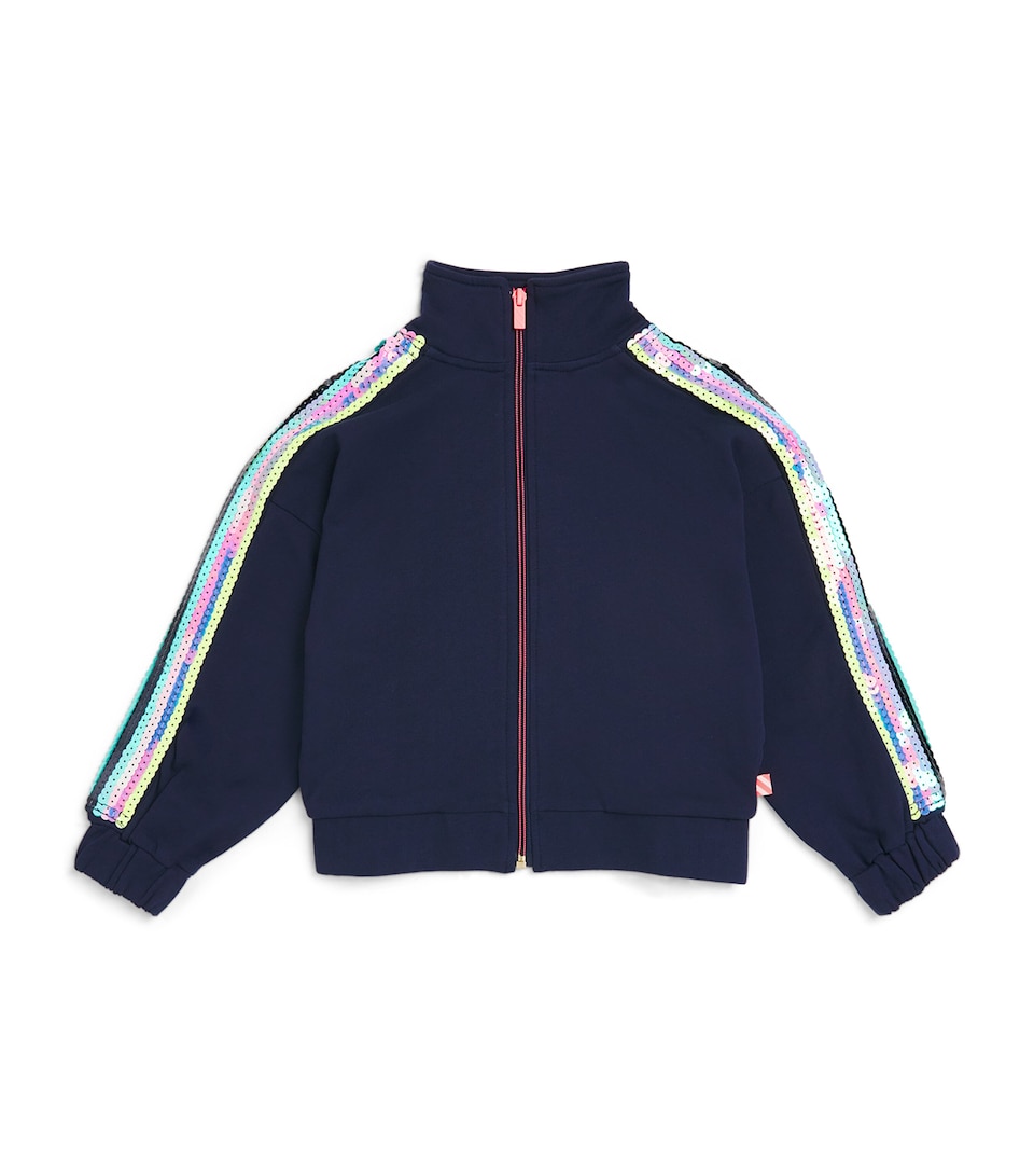 Billieblush Cotton Sequin Zip-Up Sweatshirt (2-12 Years) Navy