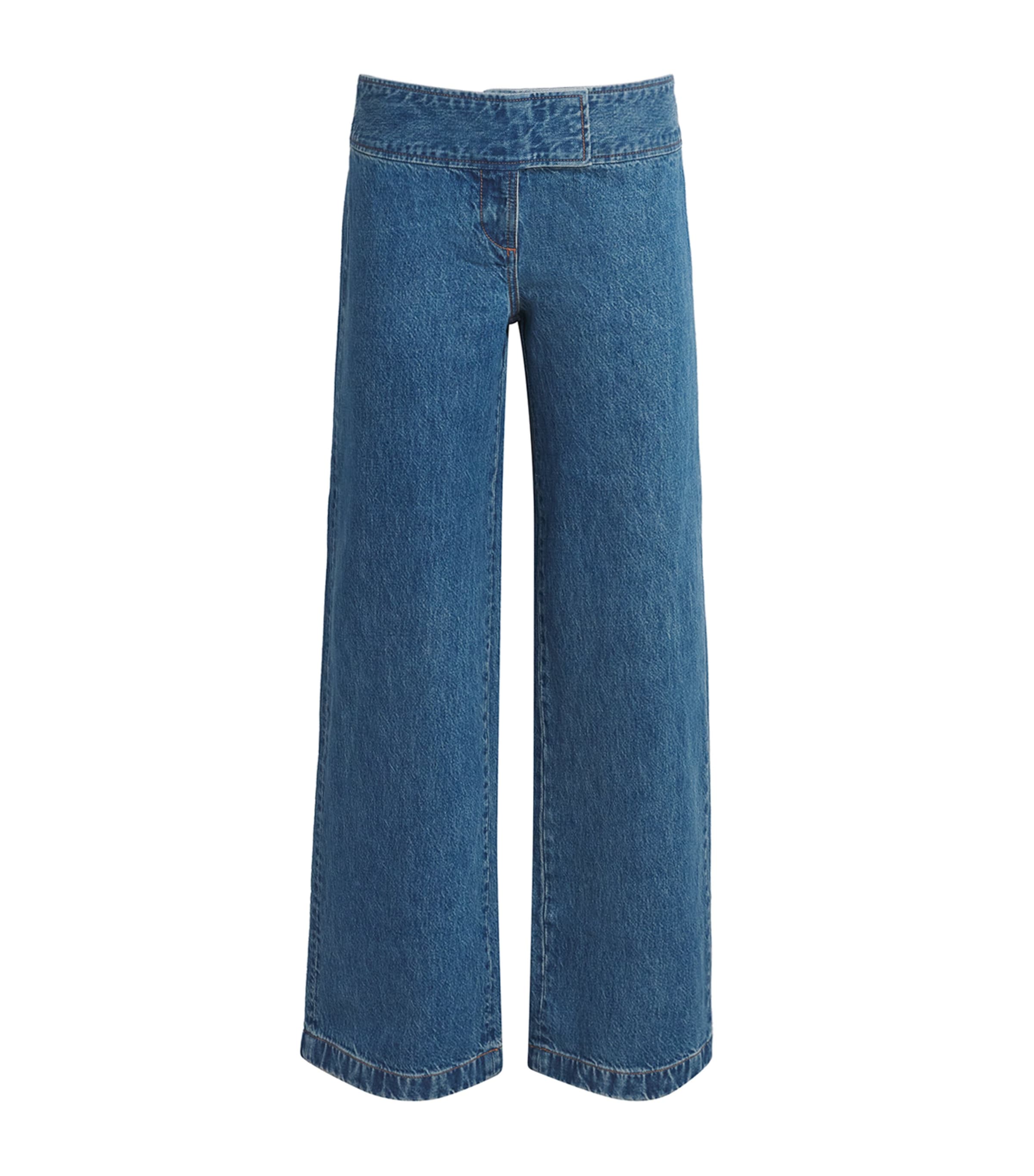 Cult Gaia Womens Yael Wide Jeans Wsh Blue