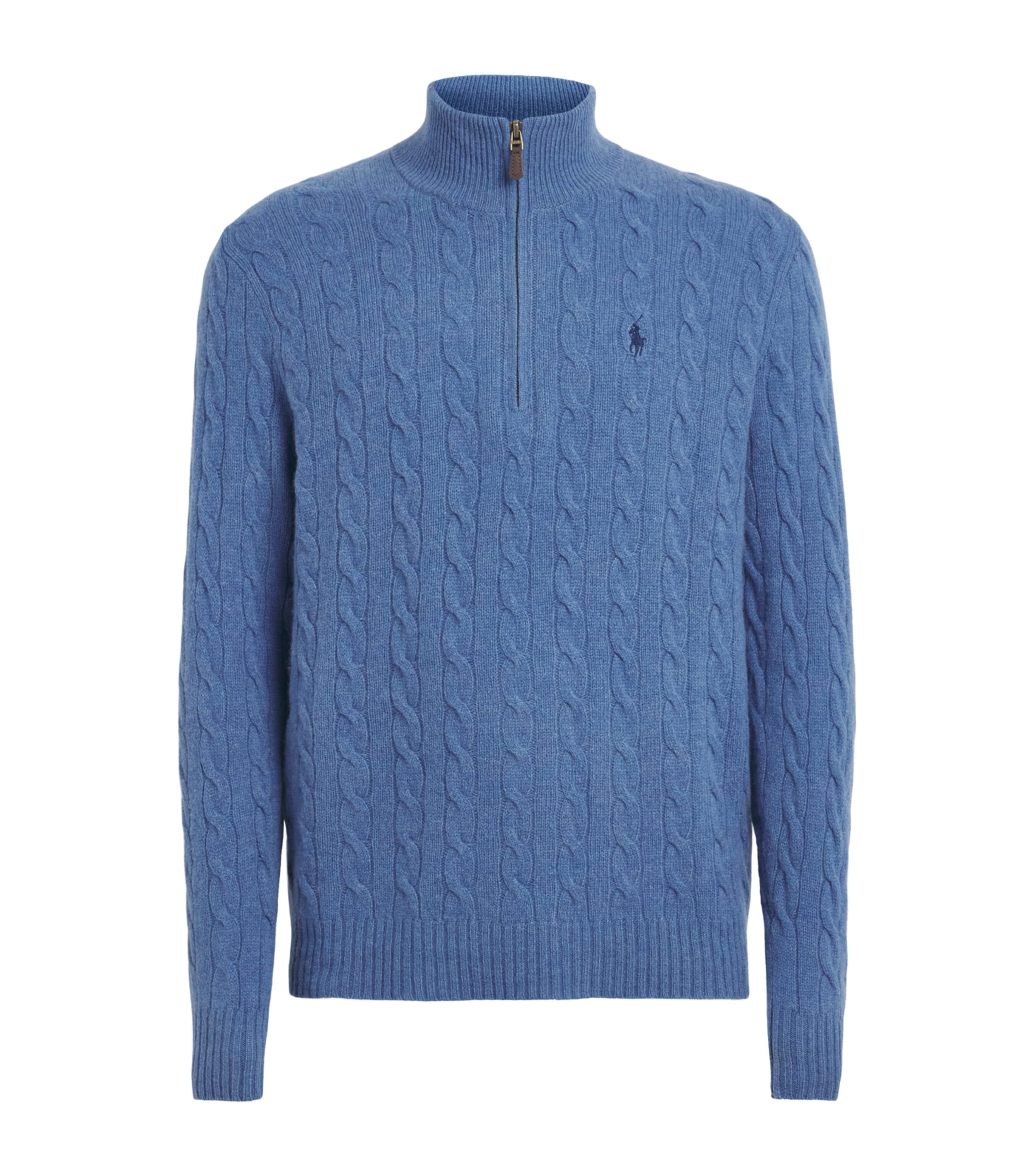 Polo Ralph Lauren Mens Wool-Cashmere Quarter-Zip Sweater Blue Borage Heather