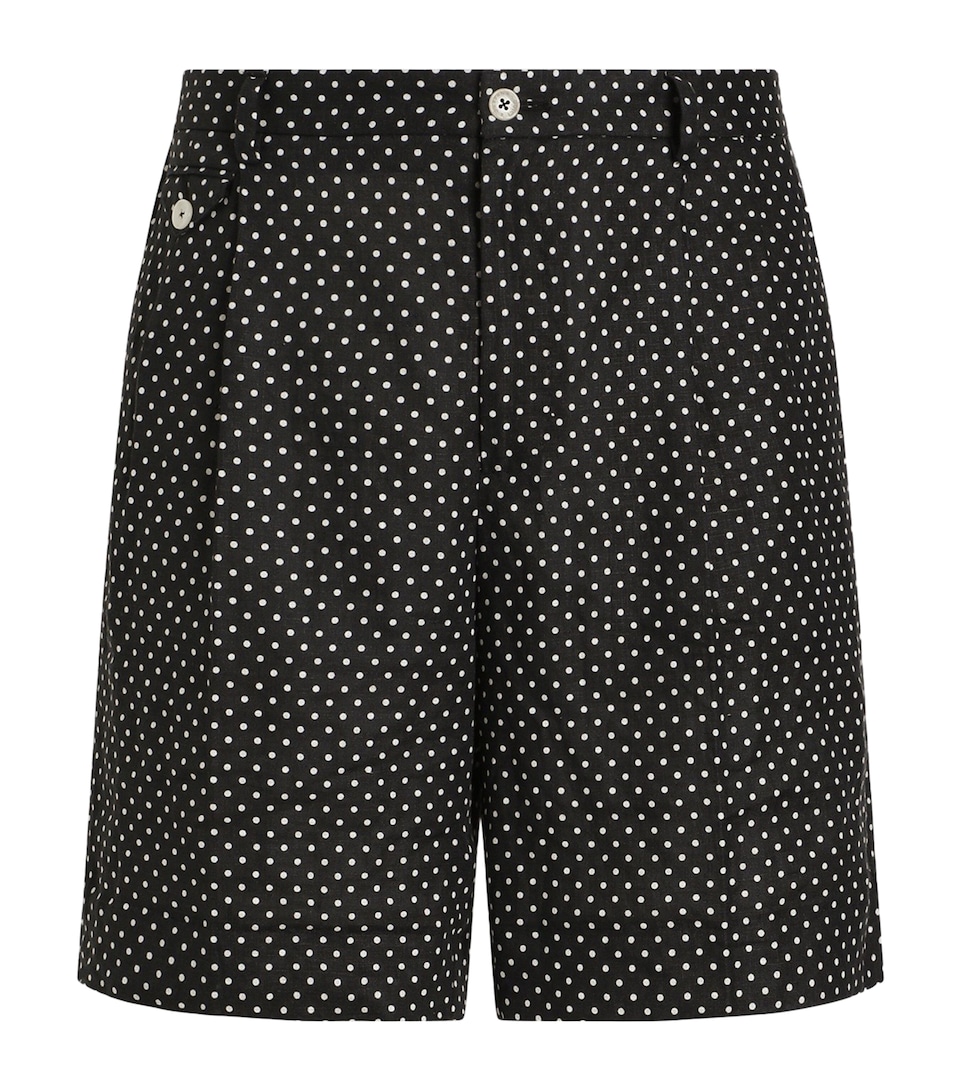 Dolce&Gabbana Mens Linen Polka Dot Shorts Pois Piccolo F
