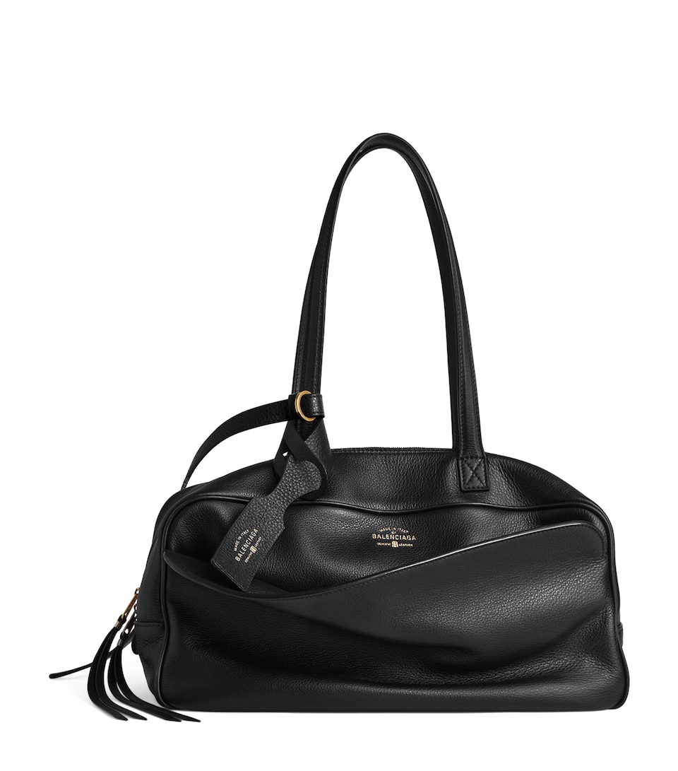 Medium Leather Carrie Bowling Top-Handle Bag