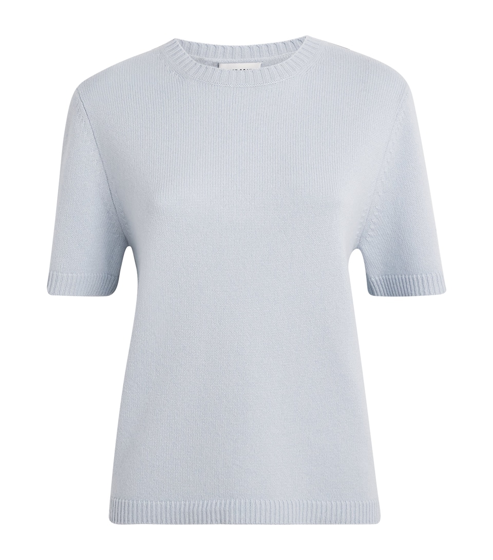 Soft Goat Womens Cashmere Oversized Short-Sleeve Sweater Ice Blue