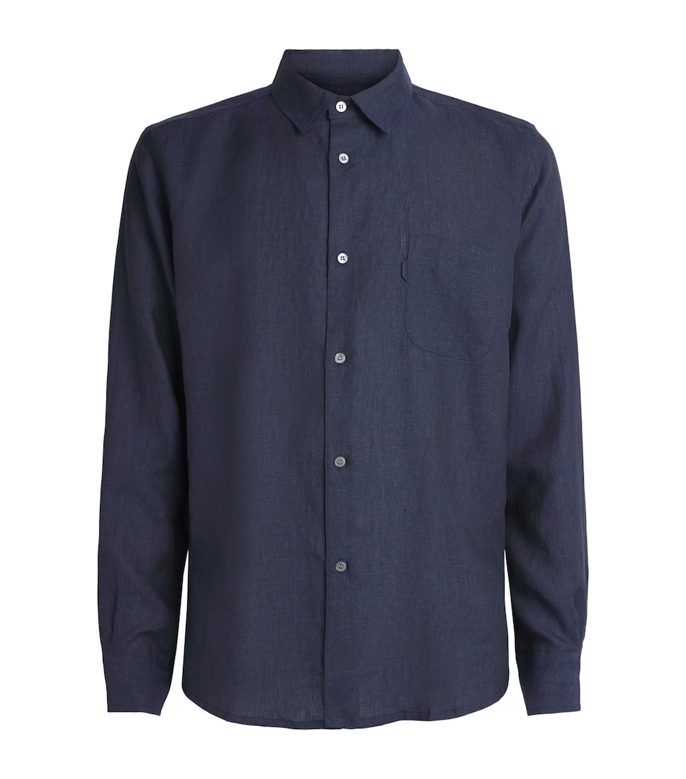 Derek Rose Mens Linen Monaco Shirt Nav