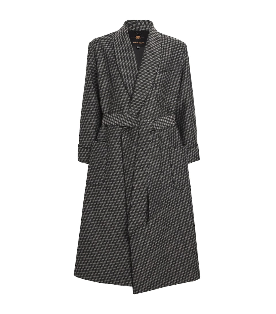 Daniel Hanson Mens Wool-Blend Geometric Print Dressing Gown