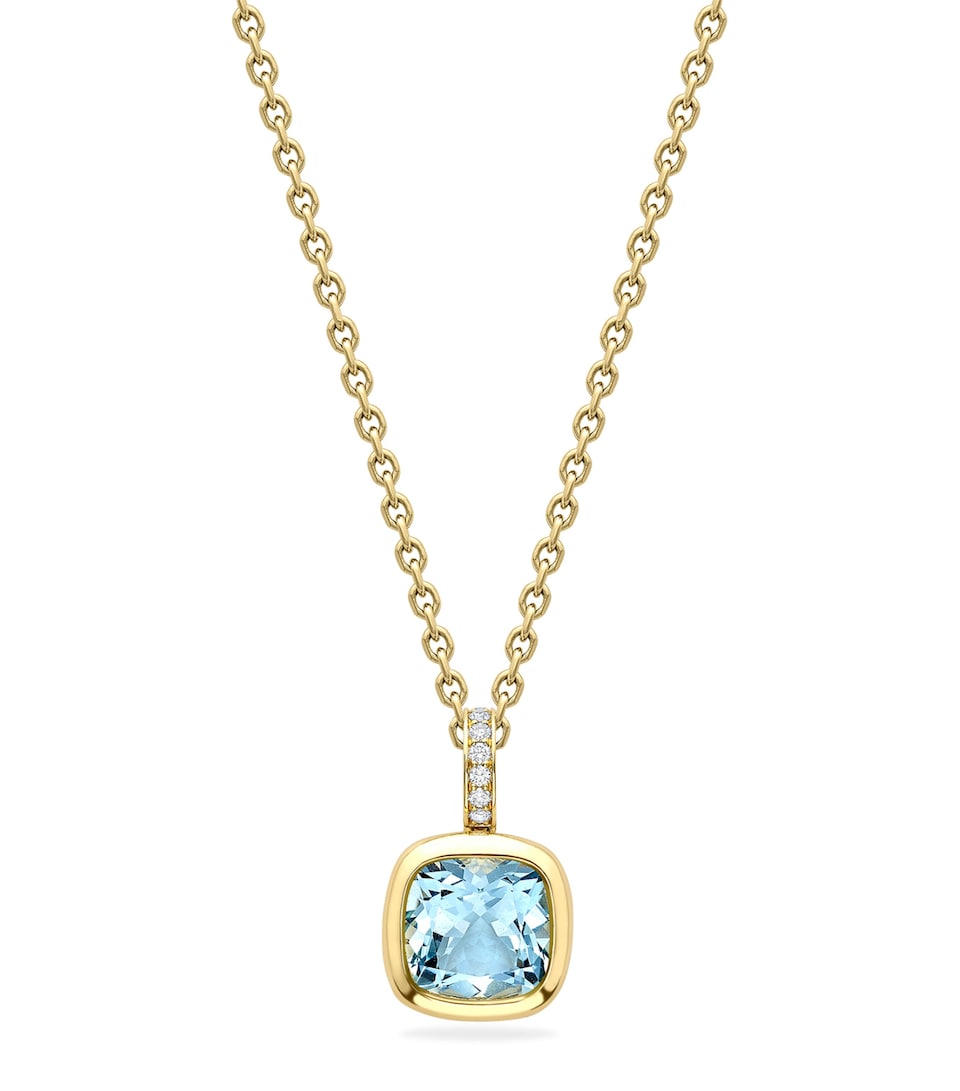 Boodles Yellow Gold, Diamond and Aquamarine Dolce Vita Pendant Yellow Gold