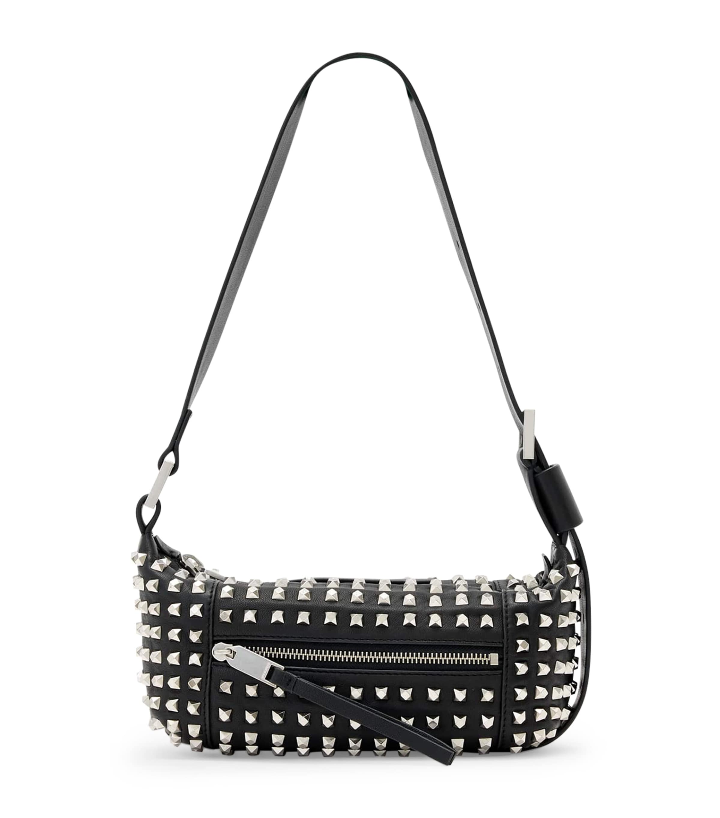 AllSaints Lambskin Embellished Vega Shoulder Bag Black