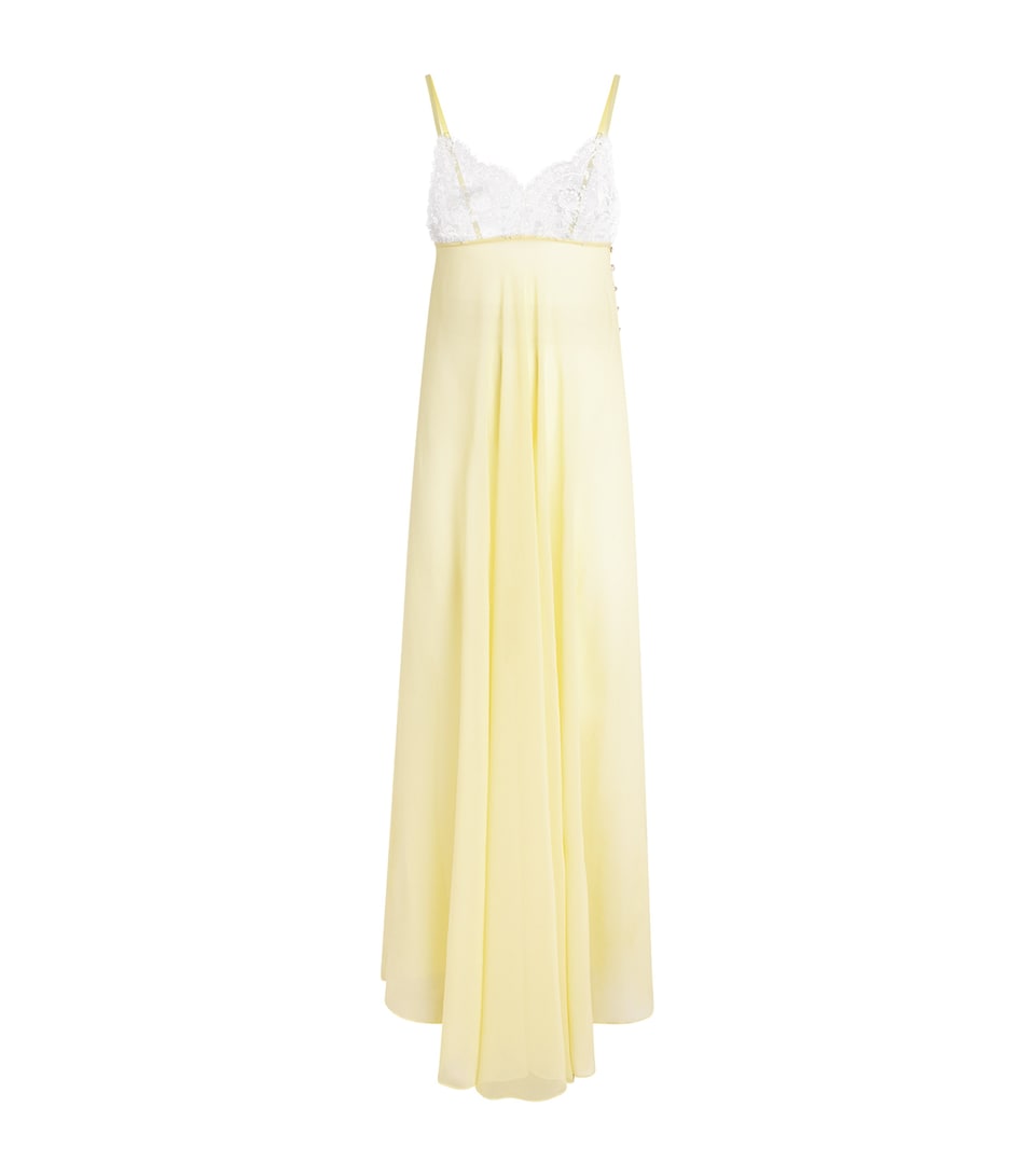 Rosamosario Womens Silk Lace-Trim Slip Dress Baby Yellow