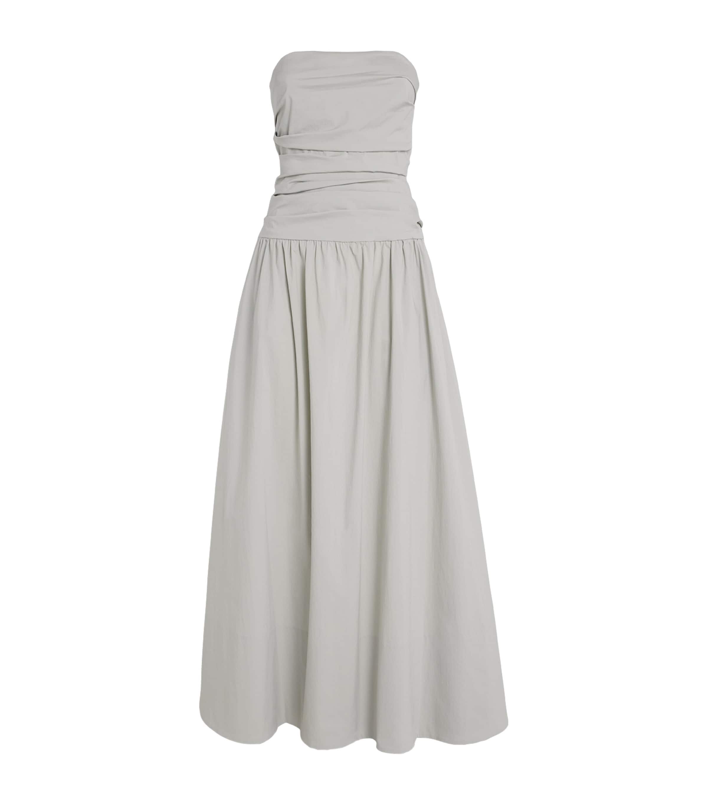 Cotton-Blend Strapless Maxi Dress