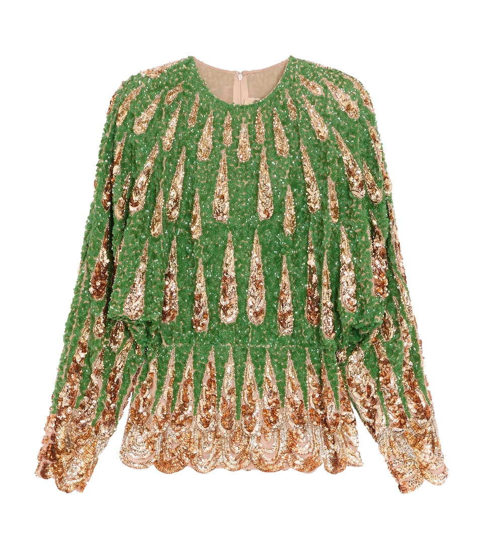 Valentino Womens Silk Sequinned Blouse