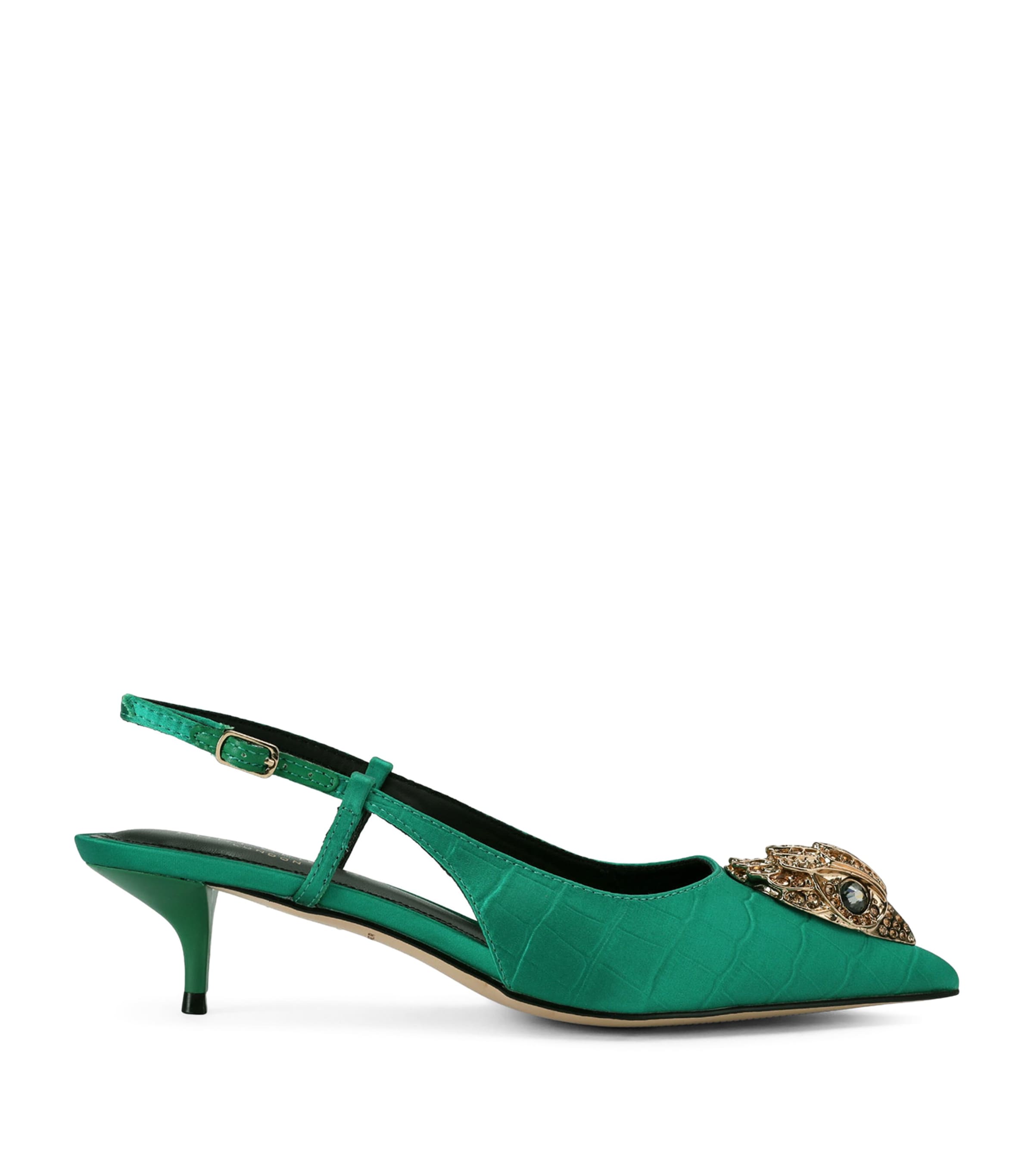 Kurt Geiger London Satin Belsize Slingbacks Green
