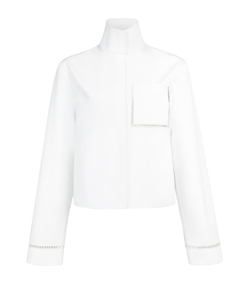 Alaïa Womens Cotton Funnel-Neck Shirt White
