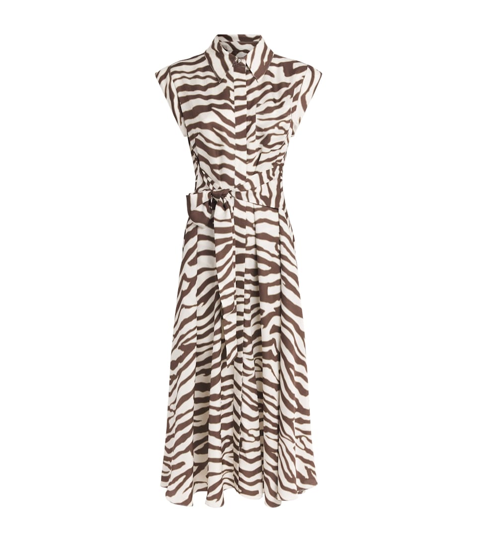 Toccin Womens Zebra Serena Midi Shirt Dress Natural Zebra