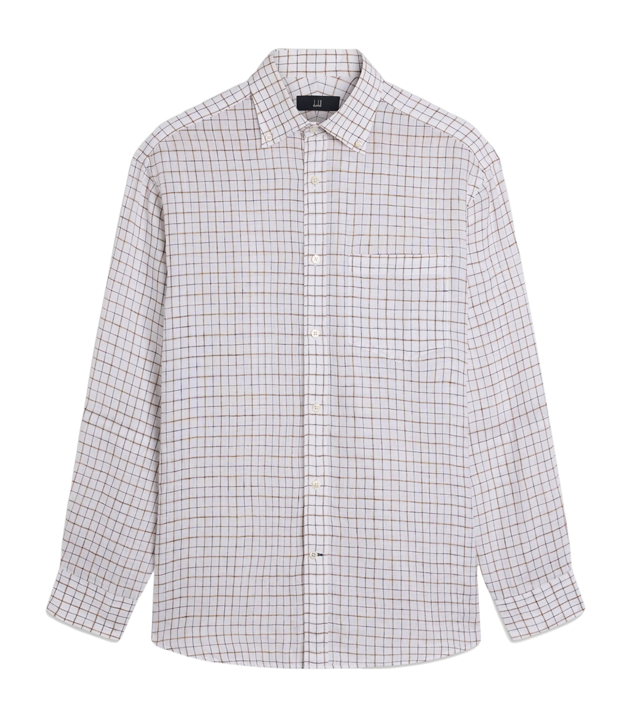 Dunhill Mens Linen Tattersall Check Shirt