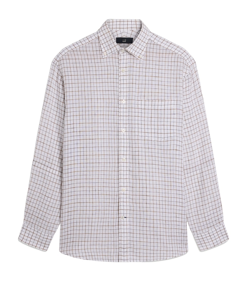Dunhill Mens Linen Tattersall Check Shirt