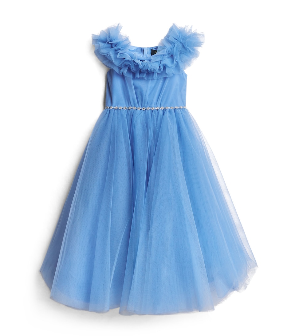 Jenny Packham Kids Tulle Ruffle Dress (6-12 Years) Bluebelle