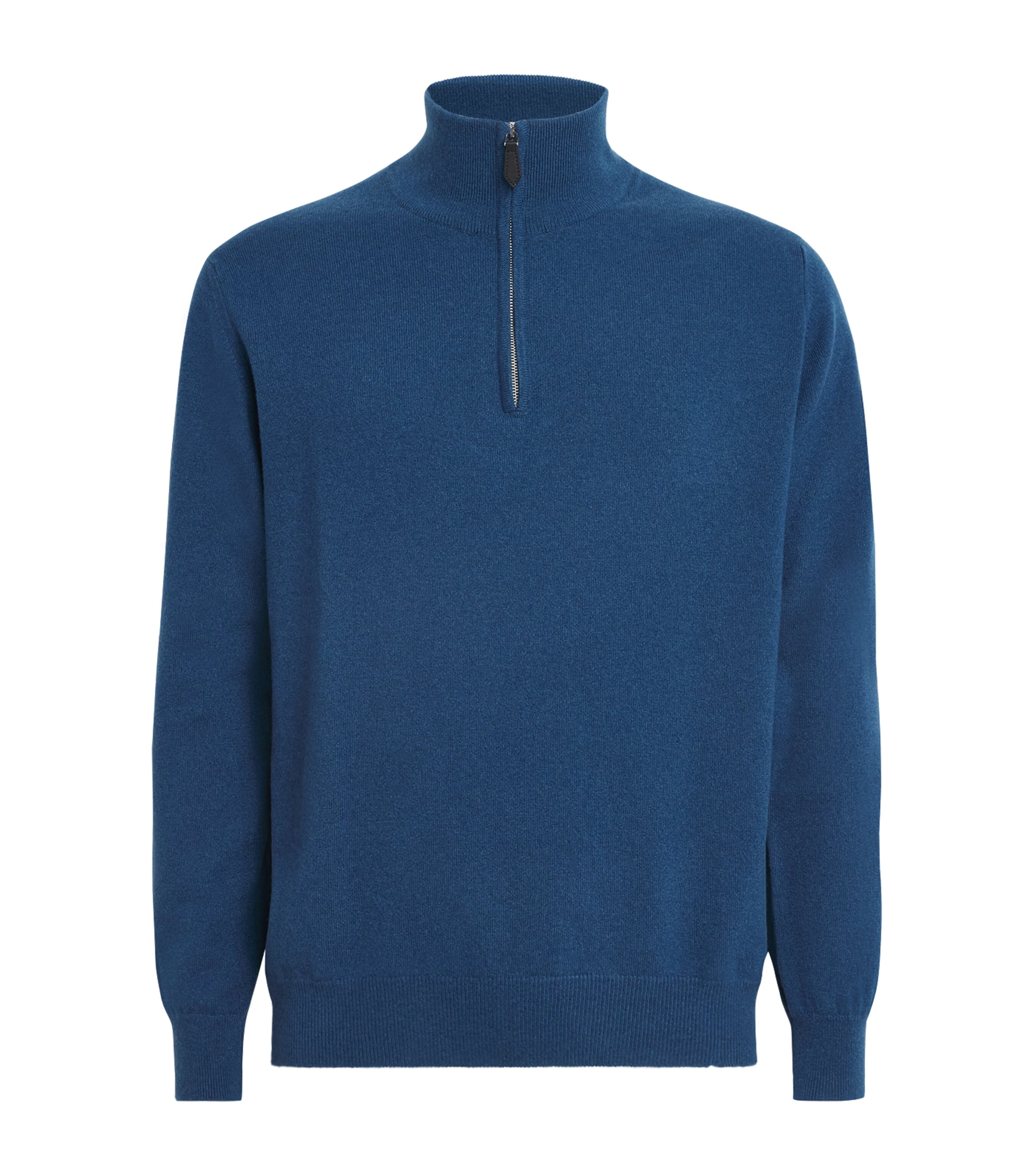 Johnstons Of Elgin Mens Cashmere Quarter-Zip Sweater Adelphi Blue